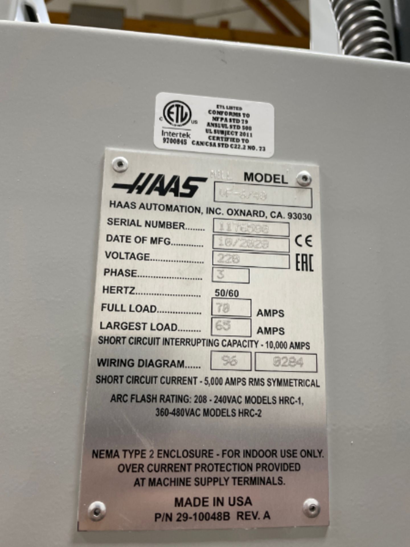 Haas VF-6 VMC, 64” x 32” x 30” Travels, 64” x 28” Table, CT40, 30+1 SMTC, 30HP, 15k RPM, New 2020 - Image 9 of 9