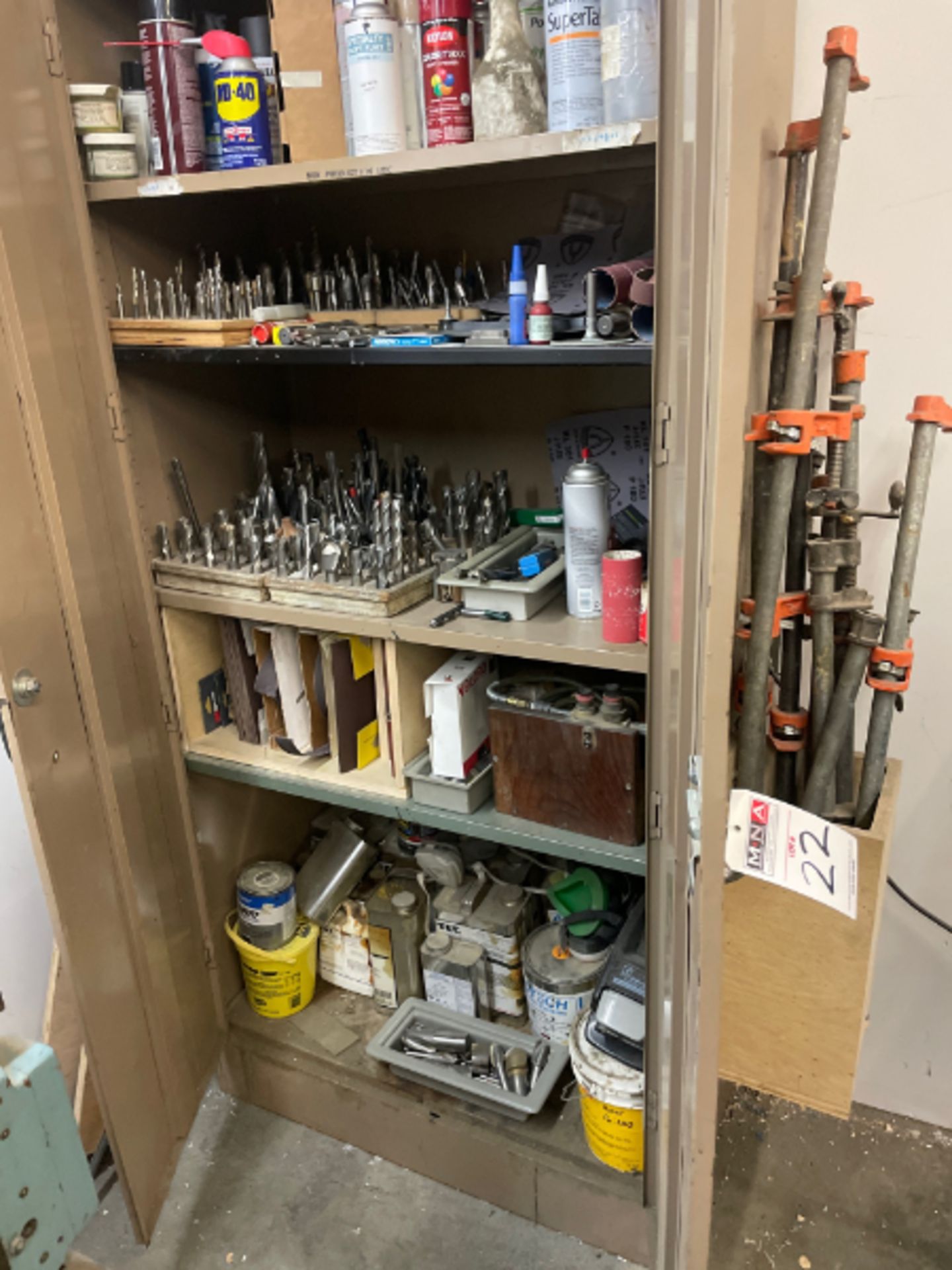 Two Door Cabinet with Assorted End Mills and Sand Paper - Image 2 of 5