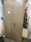 Two Door Cabinet with Assorted End Mills and Sand Paper