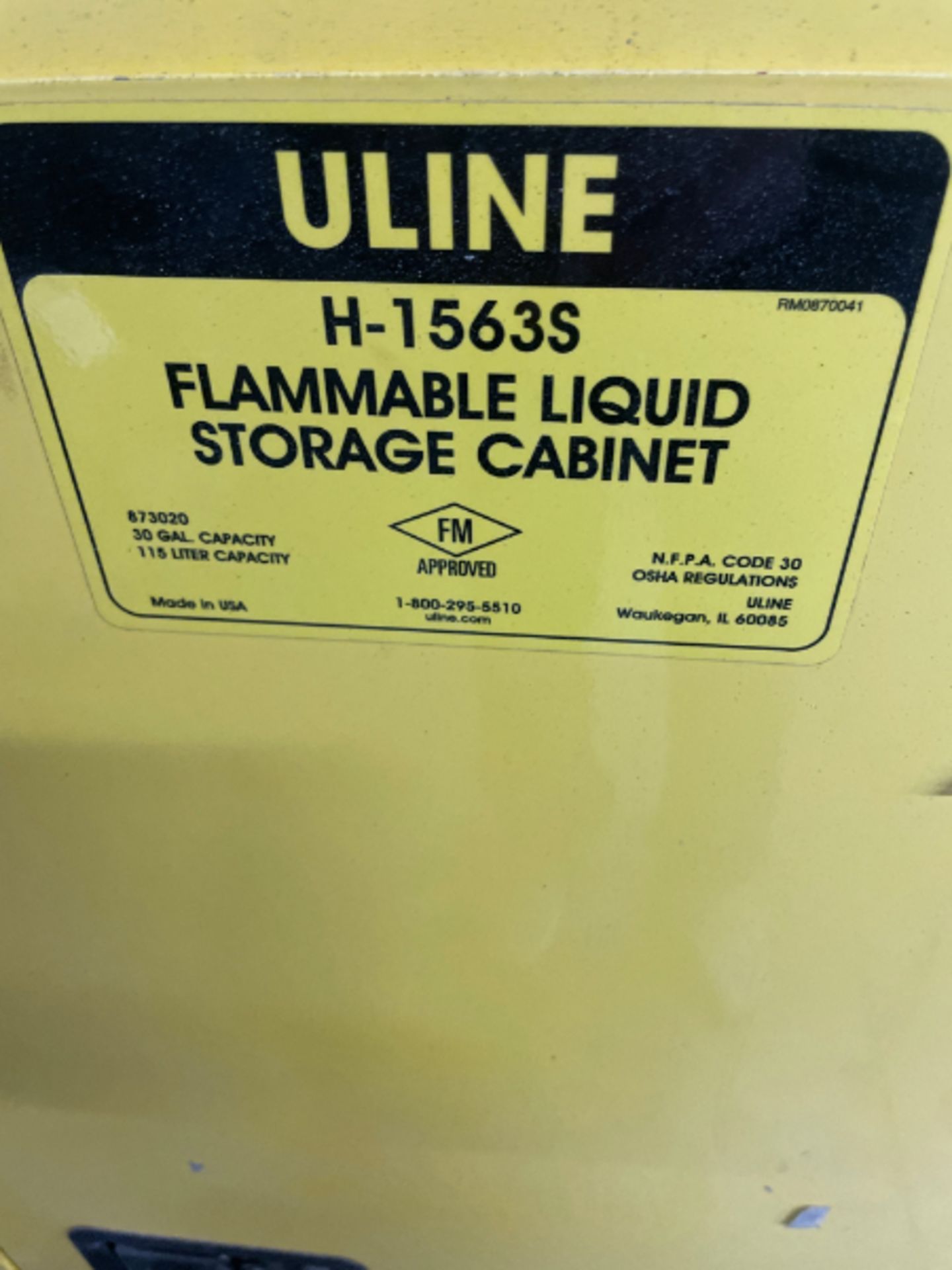 Uline Flammable Liquid Storage Cabinet 30 Gal. Cap. - Image 5 of 5