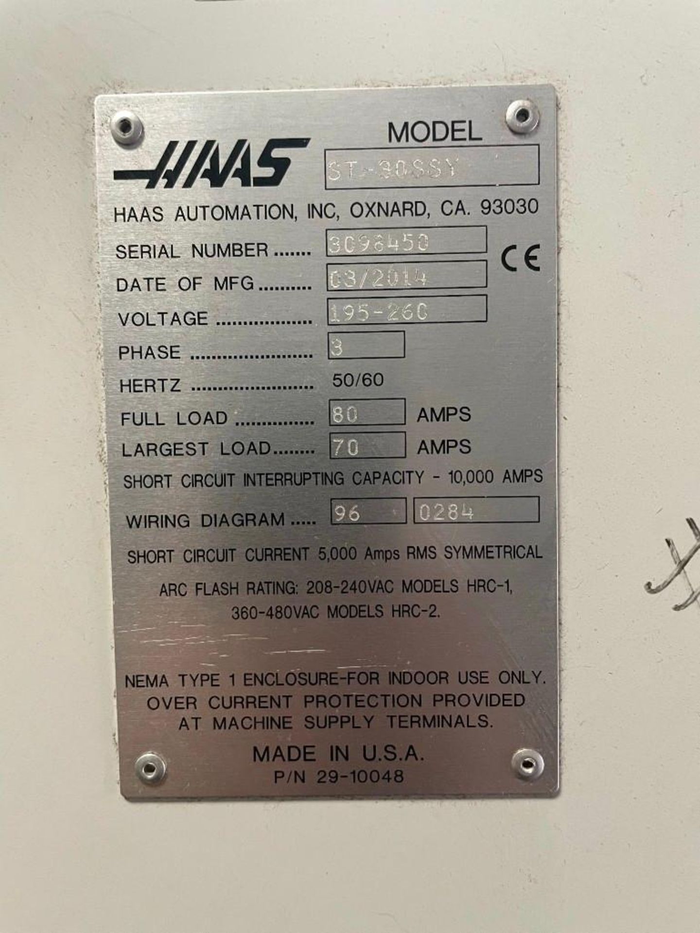 Haas ST30SSY, Y-Axis, Live, No Sub, Parts Catcher, Chip Conveyor, s/n 3098450, New 2014 - Image 6 of 6