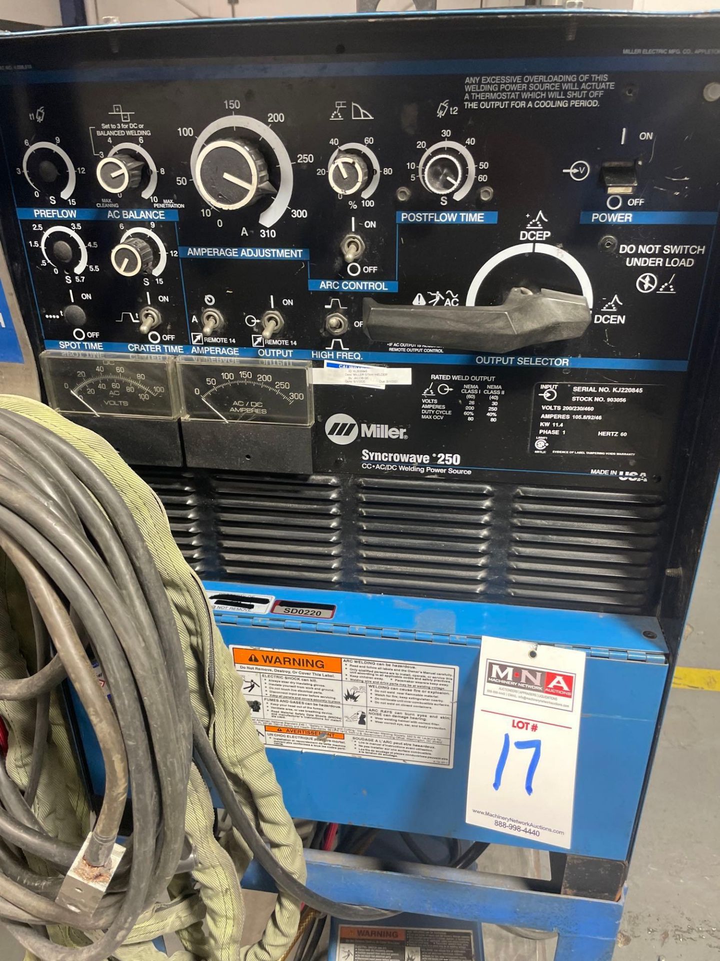 Miller Syncrowave 250 CC AC?DC Welding Power Source, s/n KJ220845 - Image 5 of 7