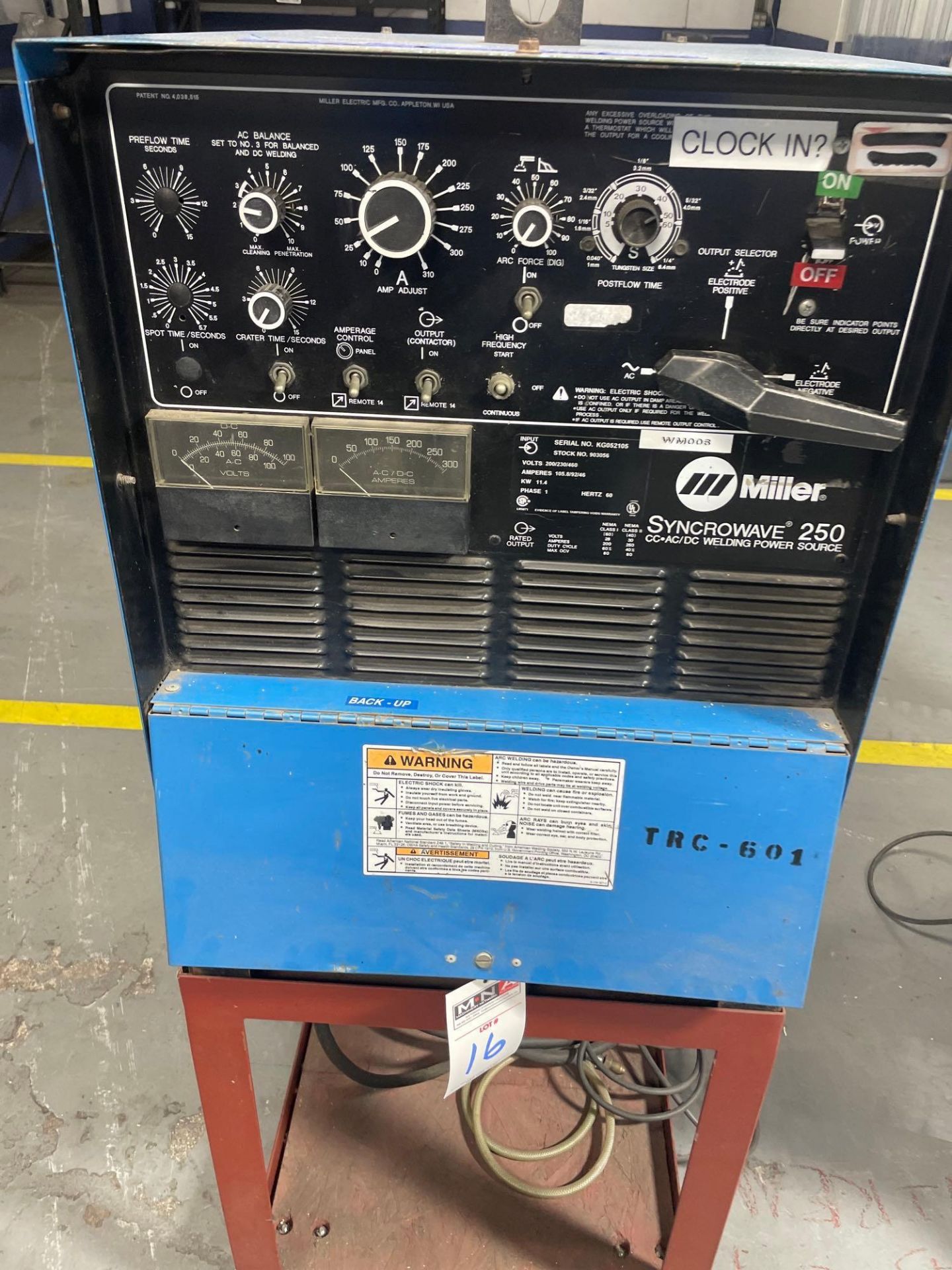 Miller Syncrowave 250 CC AC?DC Welding Power Source, s/n KG052105 - Image 4 of 7
