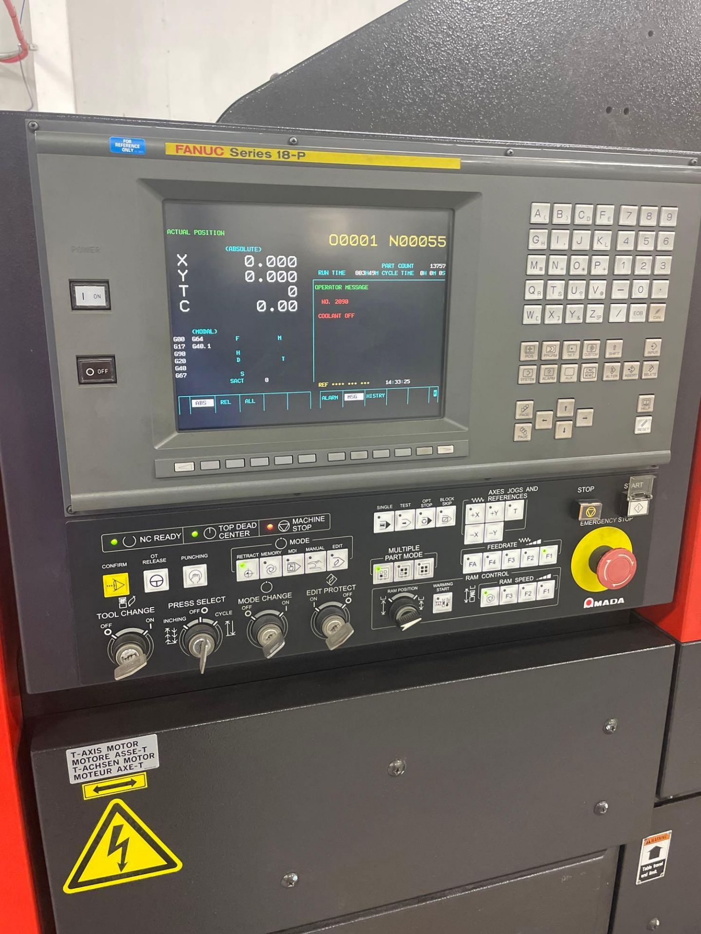 Amada Vipros 255 CNC Turret, Fanuc18-P Control, 20 Ton Cap., 31 Turret Stations, s/n AVP553 New 2001 - Image 5 of 8