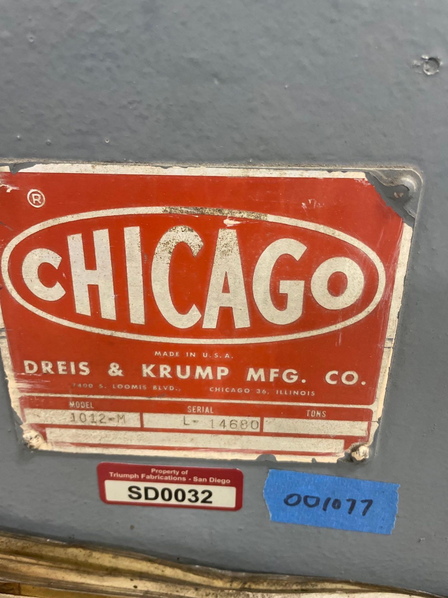 Chicago 1012-M 200 Ton Press Brake, s/n L-14680 - Image 7 of 8