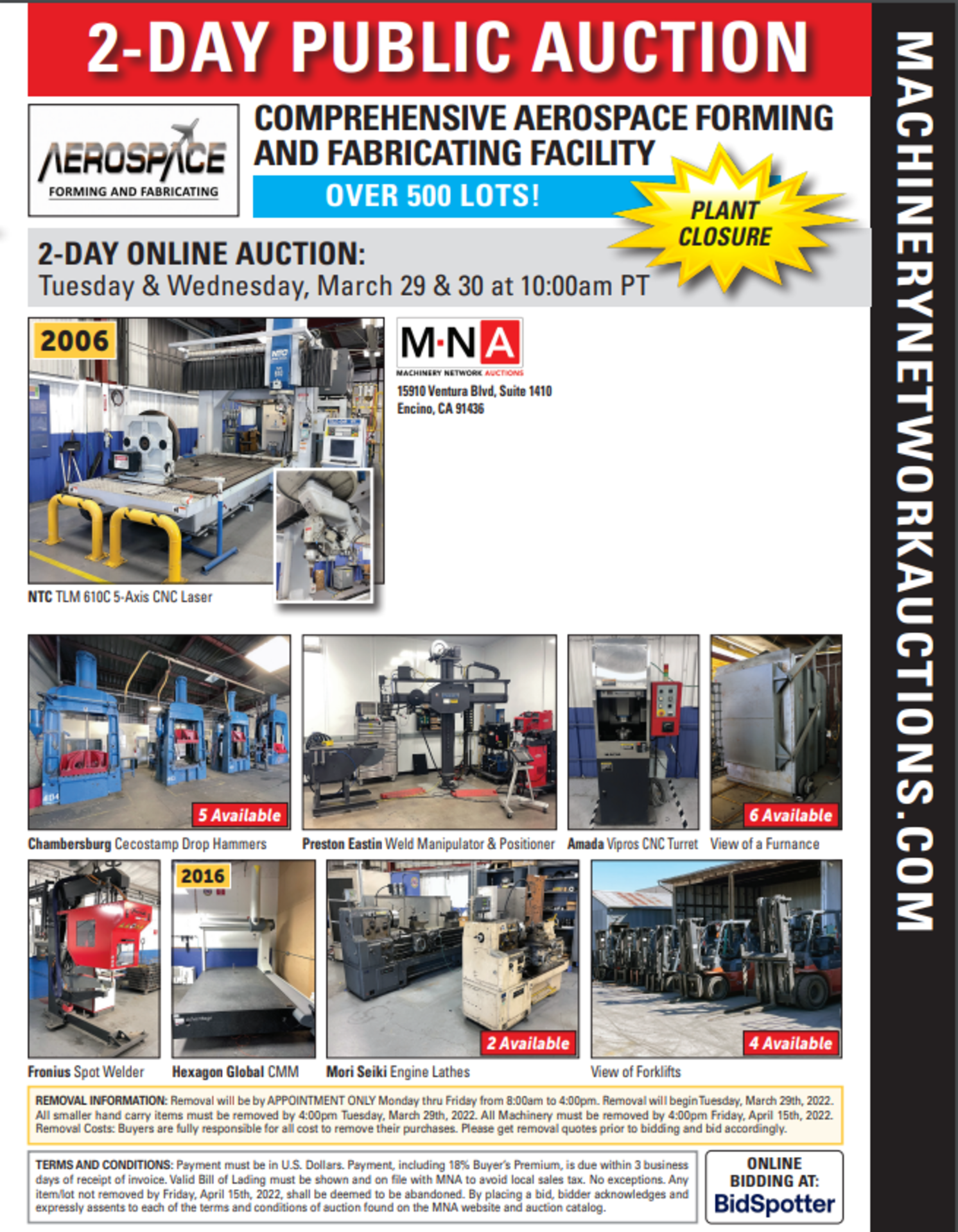 ** 2 DAY AUCTION ** Plant Closure: Comprehensive Aerospace Forming and Fabricating Facility - Image 2 of 2