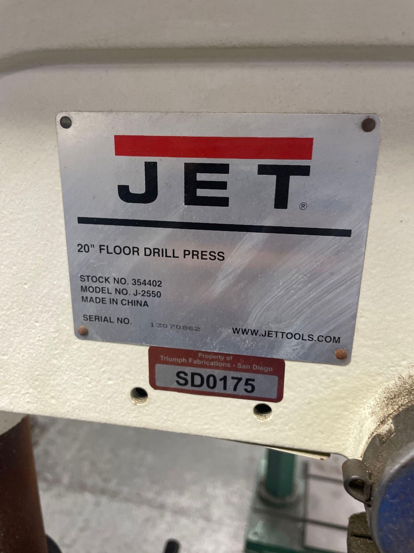 Jet J-2550 20" Floor Drill Press, s/n 13070862 - Image 4 of 4