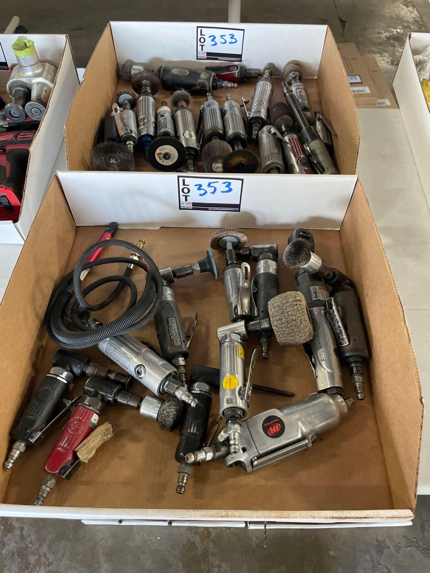 (2) Boxes of Assorted Pneumatic Grinders