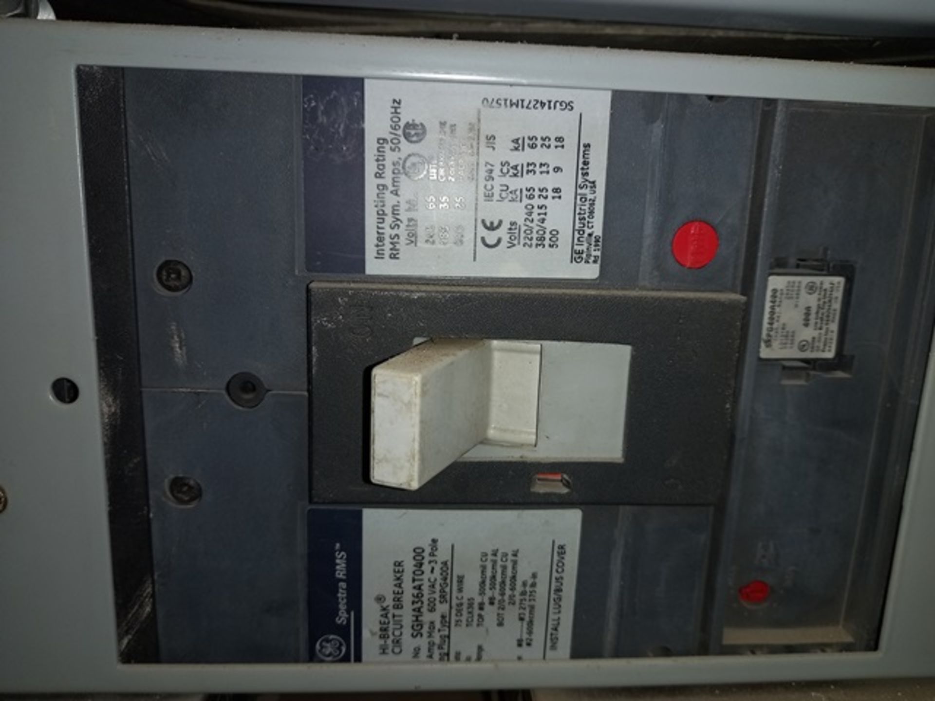 400 Amp General Electric Spectra Series Low Voltage Board; 280 Y/277 V, With Power Switch - Image 6 of 8