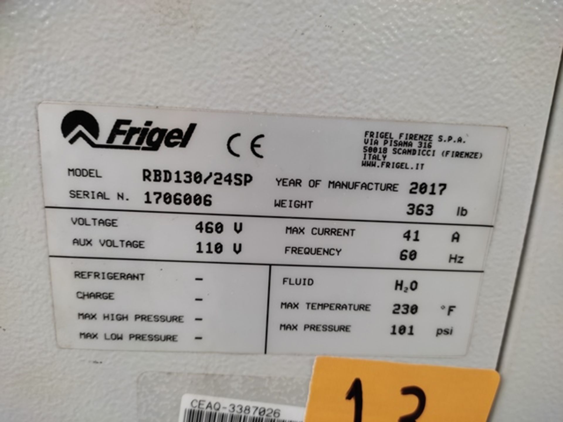 Lot of: (3) Frigel RBD130/24 SP 24 KW Flow Booster Temperature Controller, Year: 2017; - Image 16 of 16