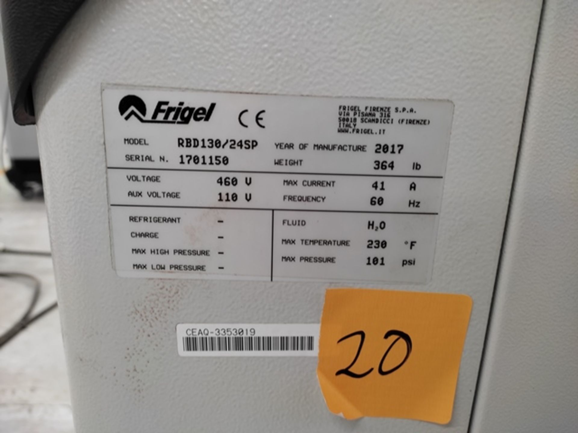 Lot of: (2) Frigel RBD130/24 SP 24 KW Flow Booster Temperature Controller, Mfg. Year: 2017 - Image 10 of 10