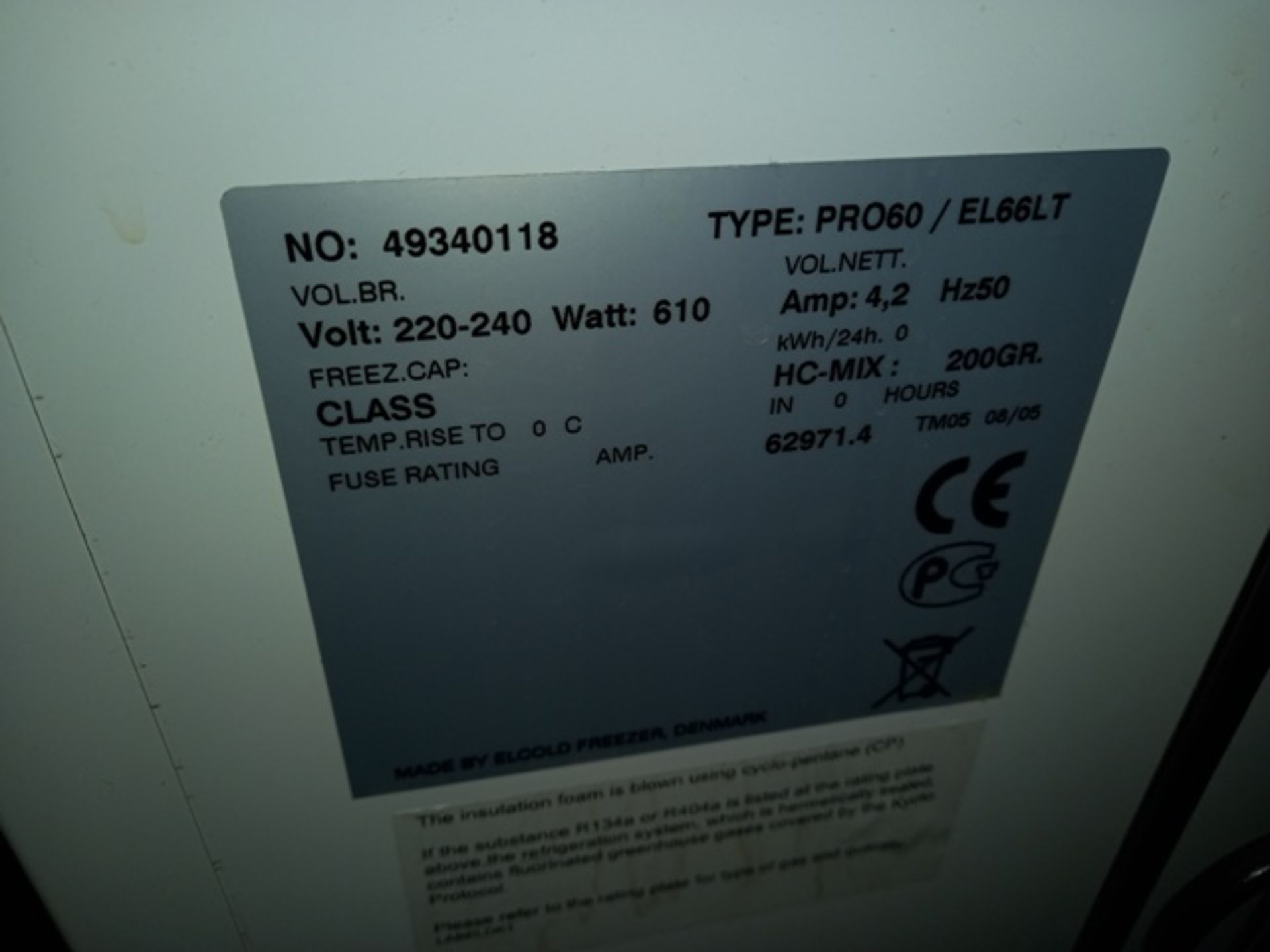 Pro60/EL66LT Cold Freezer; Serial: 49340118; Year: 2018 - Image 10 of 11