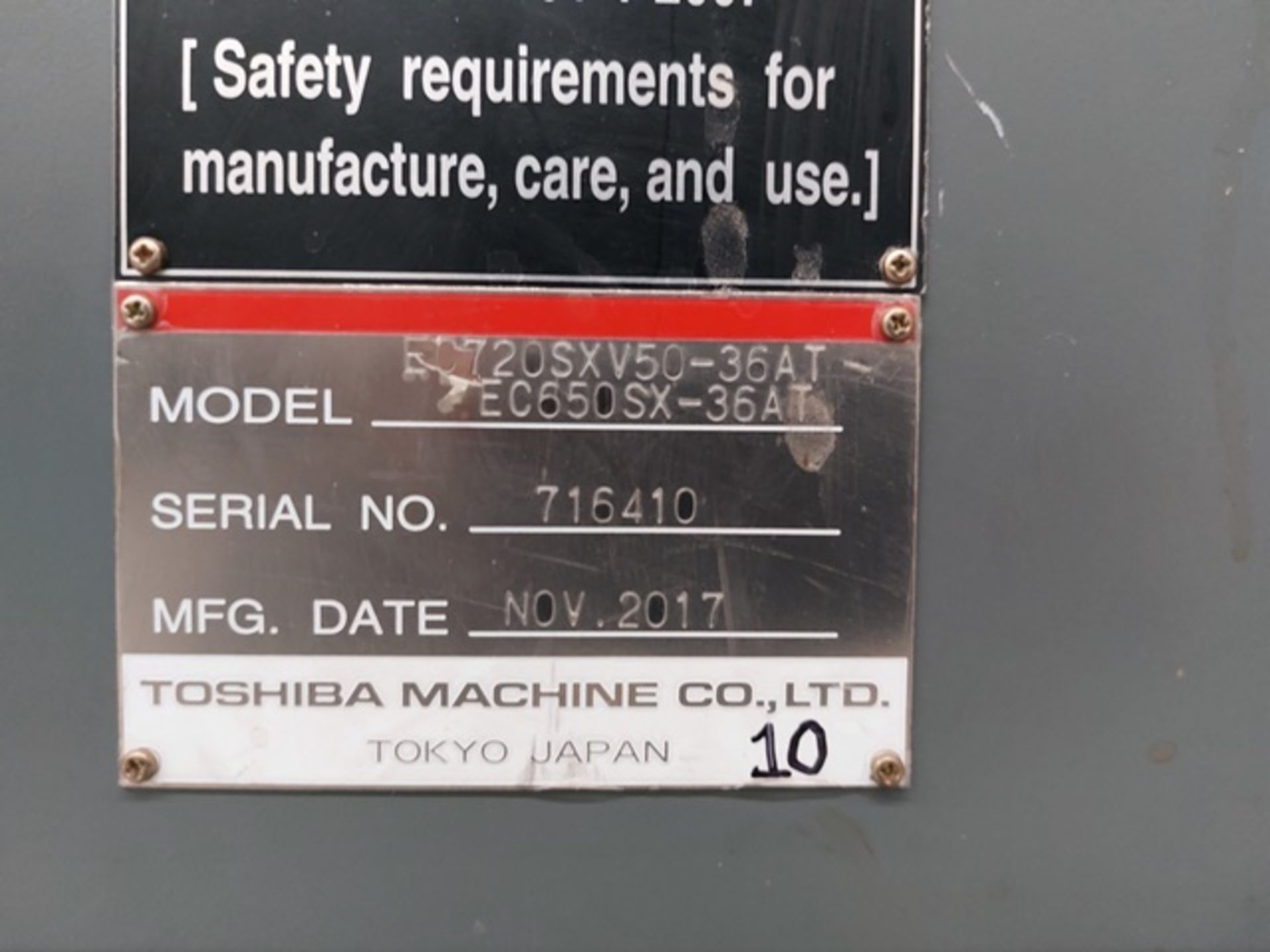 720 Ton 61 Oz Toshiba EC720SXV50-36AT Electric Injection Molding Machine, Mfg. Year Nov 2017 - Image 18 of 24