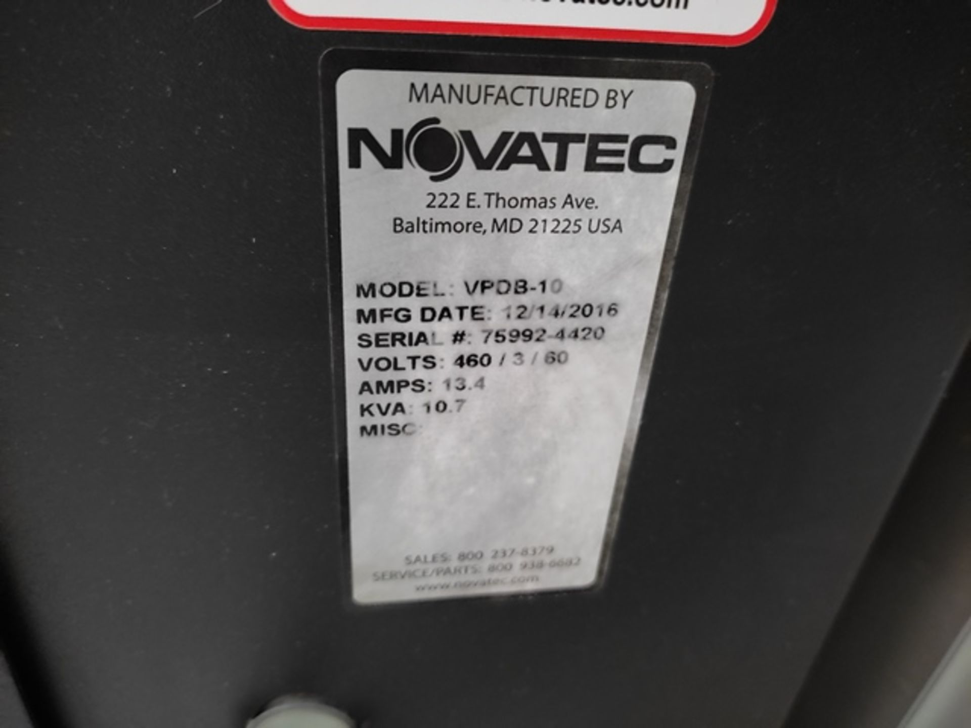 Novatec VPDV-10 170 CFM Vacuum Pump, Serial: 75992-4420; Year: 2016 - Image 14 of 14