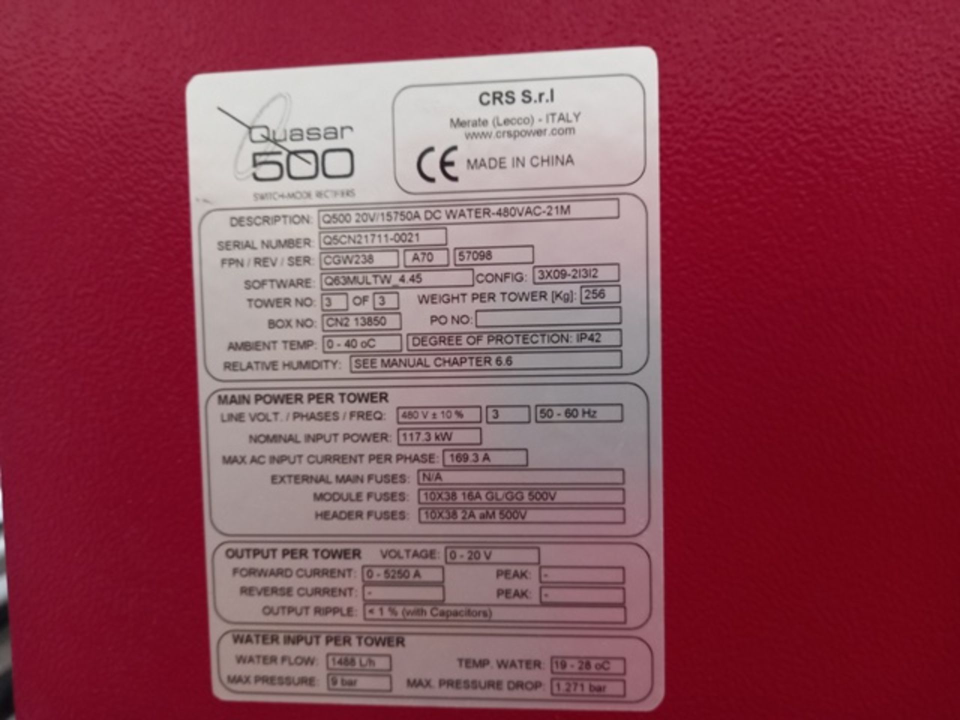 Rectifier System Consisting of: Falco Electronics Quasar 500 CGW238 Rectifier; 15,750 Amp - Image 11 of 11