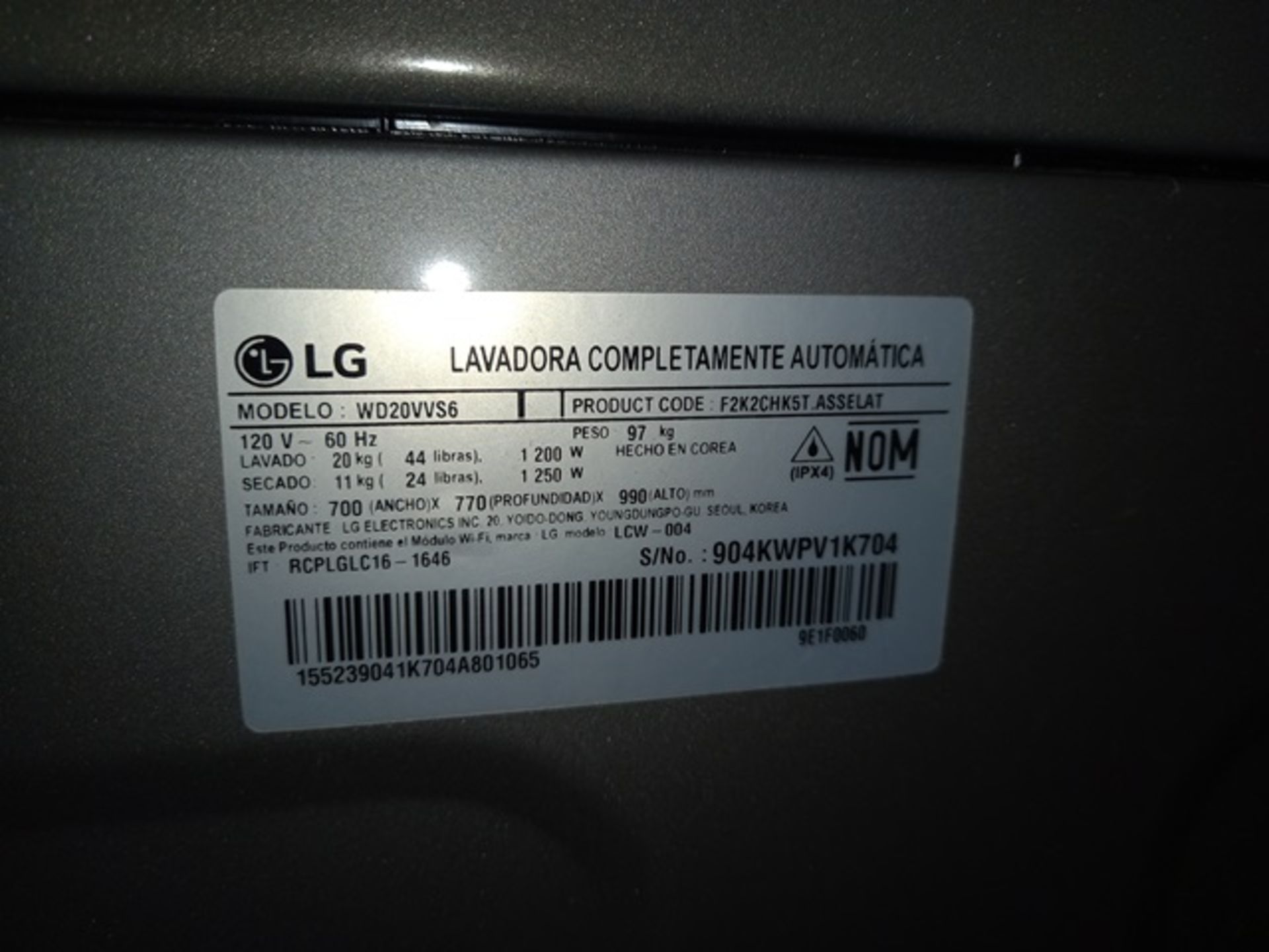 LG Electronics WD20VVS6 Automatic Washing Machine, 11 Kg Maximum Load - Image 6 of 6