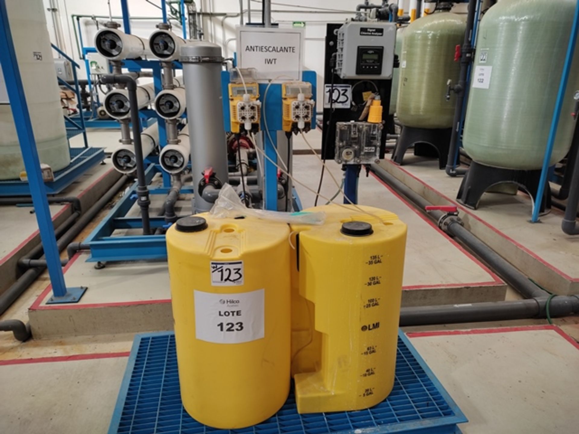 Reverse Osmosis System Antiscalant Consisting of: (2) 35 Gal Polyethylene Tanks, (2) Metering Pumps