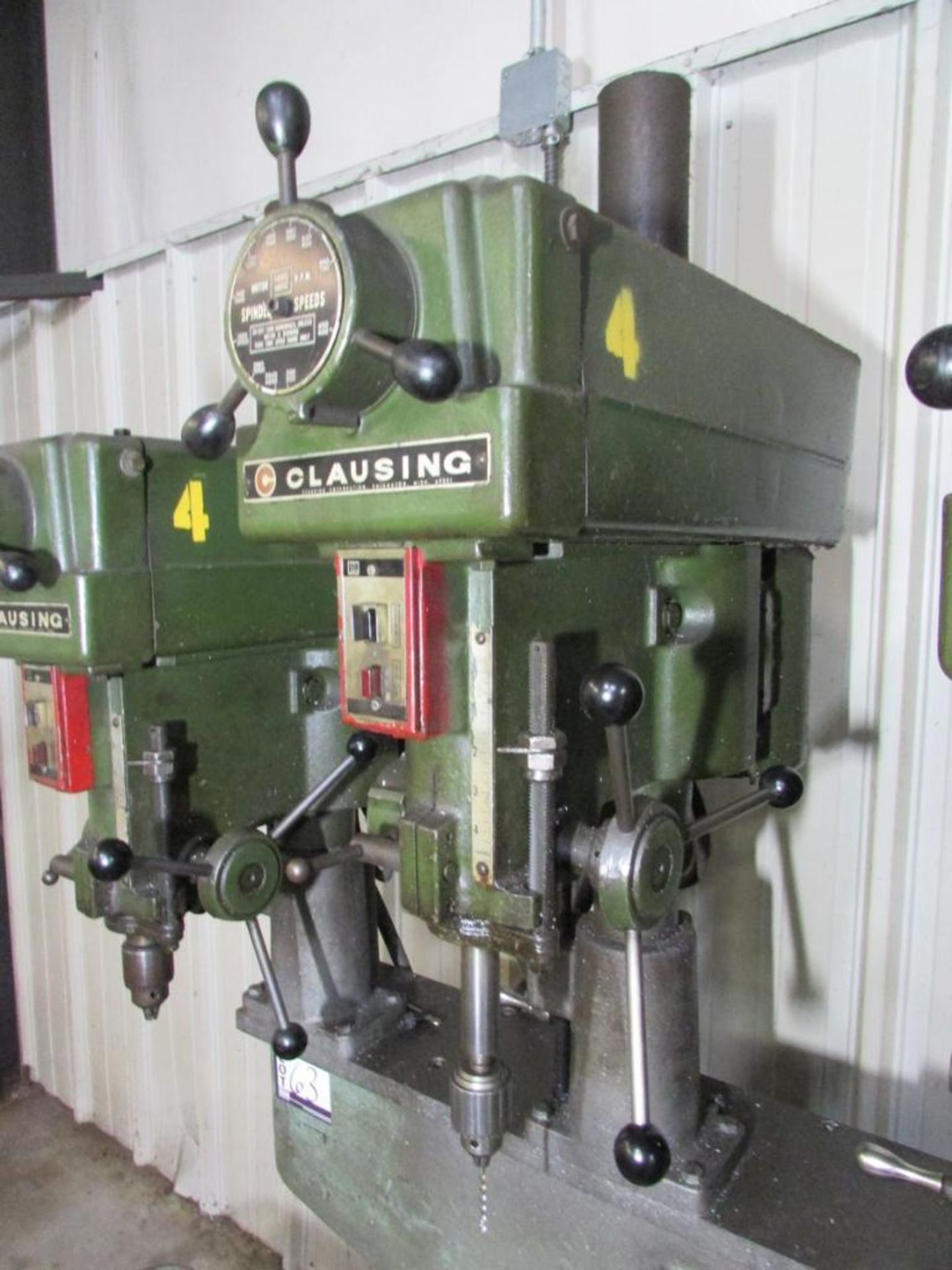 Clausing 14" 4-Head Gang Drill Press, 66"x14" Adjustable Height Table, (2) Clausing Model 1666 Drill - Image 12 of 20