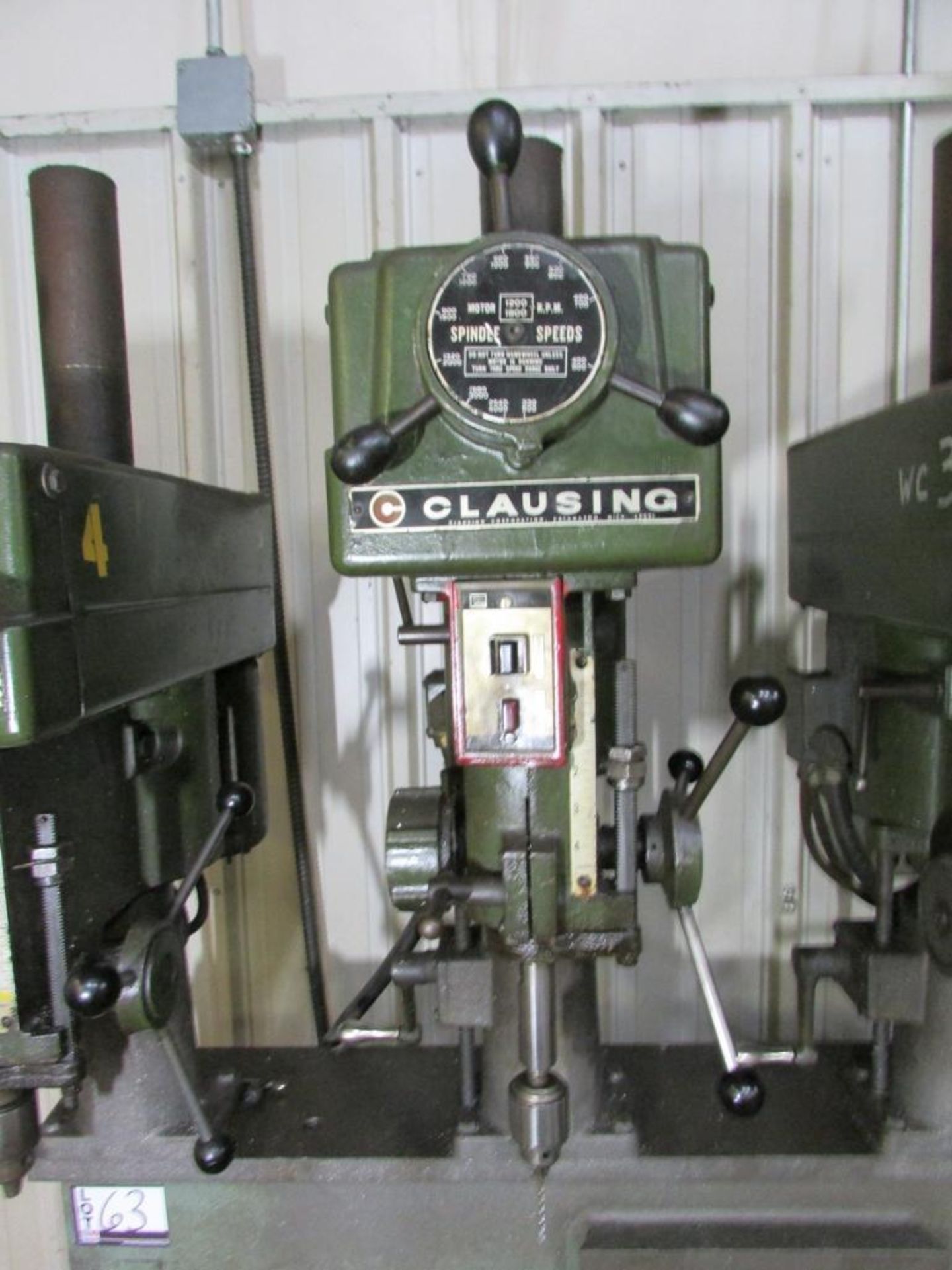 Clausing 14" 4-Head Gang Drill Press, 66"x14" Adjustable Height Table, (2) Clausing Model 1666 Drill - Image 10 of 20