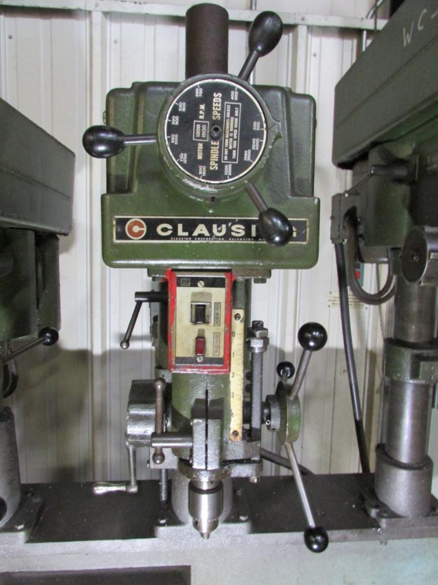 Clausing 14" 4-Head Gang Drill Press, 66"x14" Adjustable Height Table, (2) Clausing Model 1666 Drill - Image 14 of 20