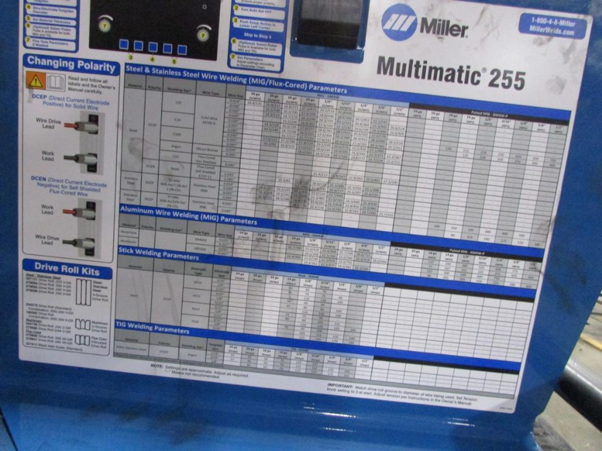 Miller Multimatic 255, Multi Process Welding Power Source, with Internal Wire Feeder, Welding Clamp, - Image 10 of 10