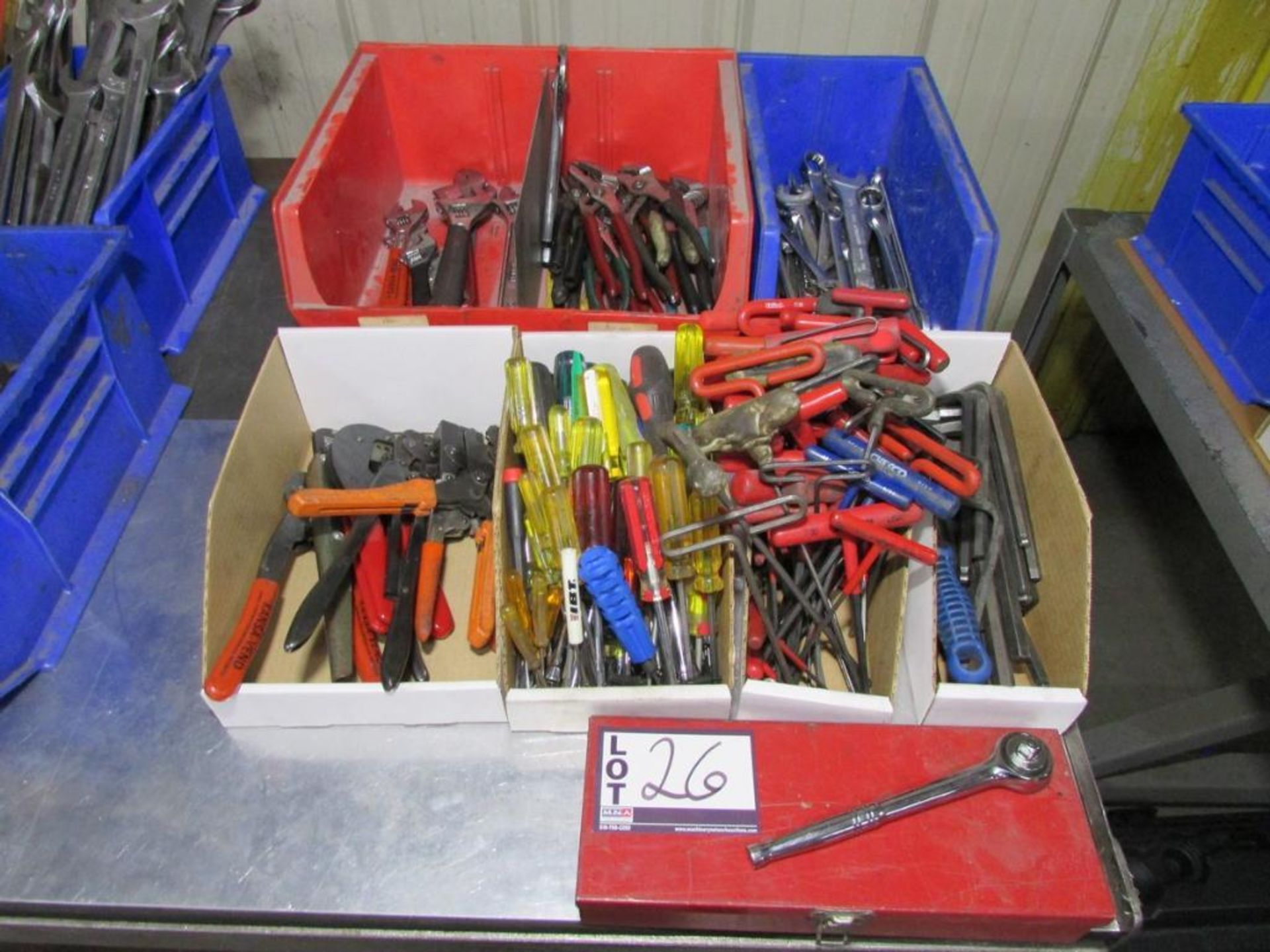 Assorted Hand Tools: Wrenches, Drivers, Allen Wrenches, Ratchet, Compression tools, Pliers, Adjustab