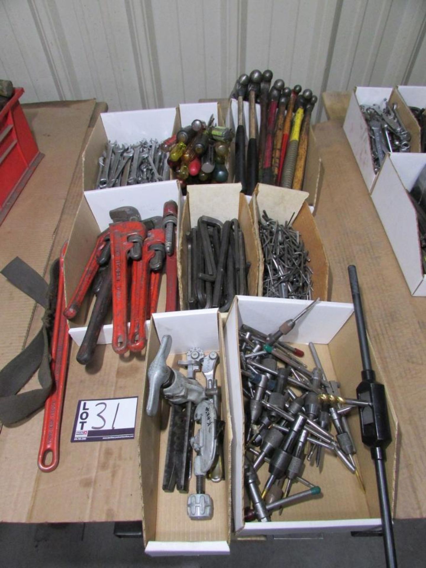 Assorted Hand Tools: Wrenches, Tube Bender, Tube Flaring, Tube Cutter, Tappers, Pipe Wrench, Allen W