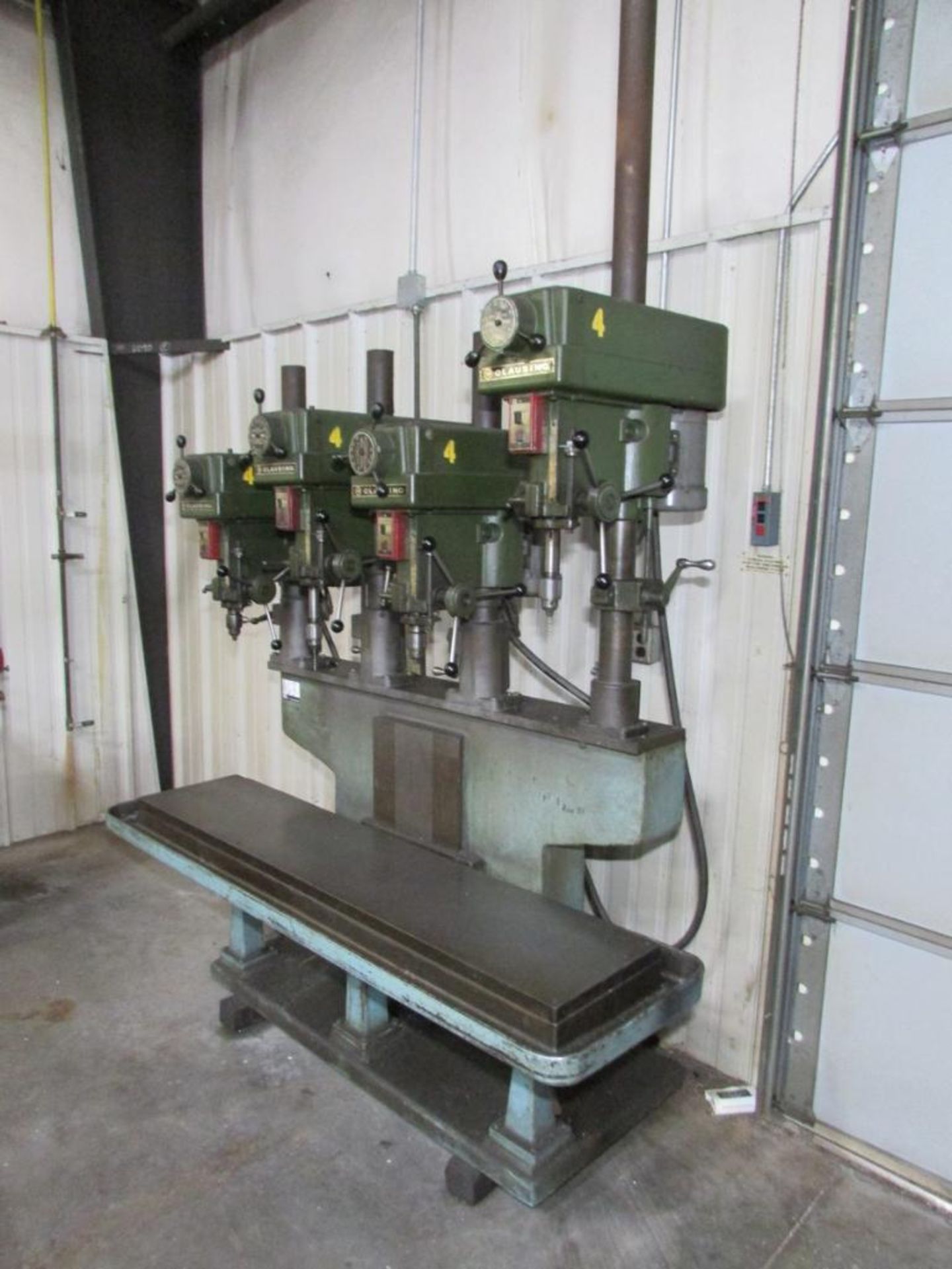 Clausing 14" 4-Head Gang Drill Press, 66"x14" Adjustable Height Table, (2) Clausing Model 1666 Drill - Image 3 of 20