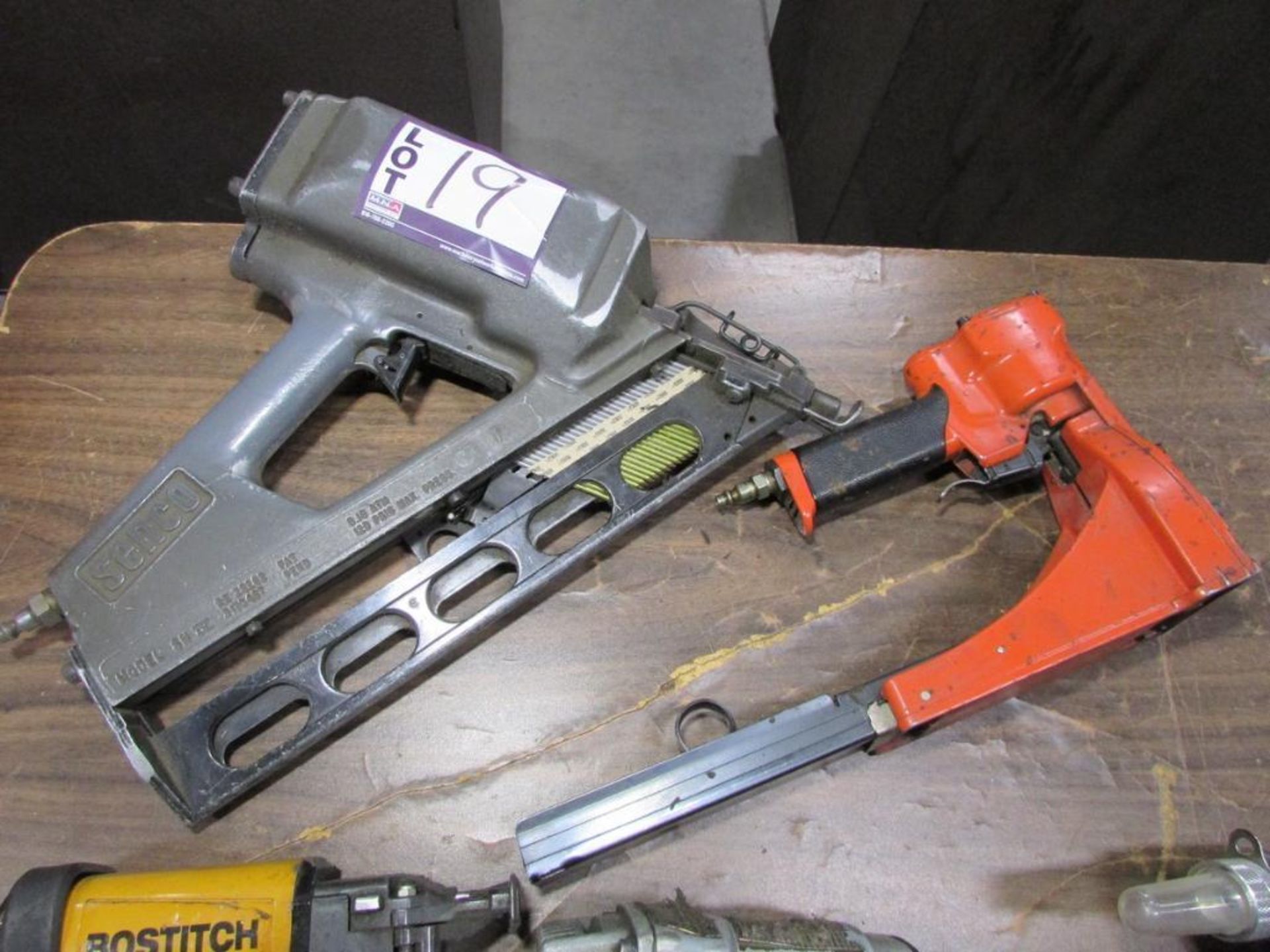 Assorted Pneumatic Fastening Tools: (1) Senco SN IV Nailer, (1) Bostich 438S2 Stapler, (1) Dayton 6W - Image 2 of 3