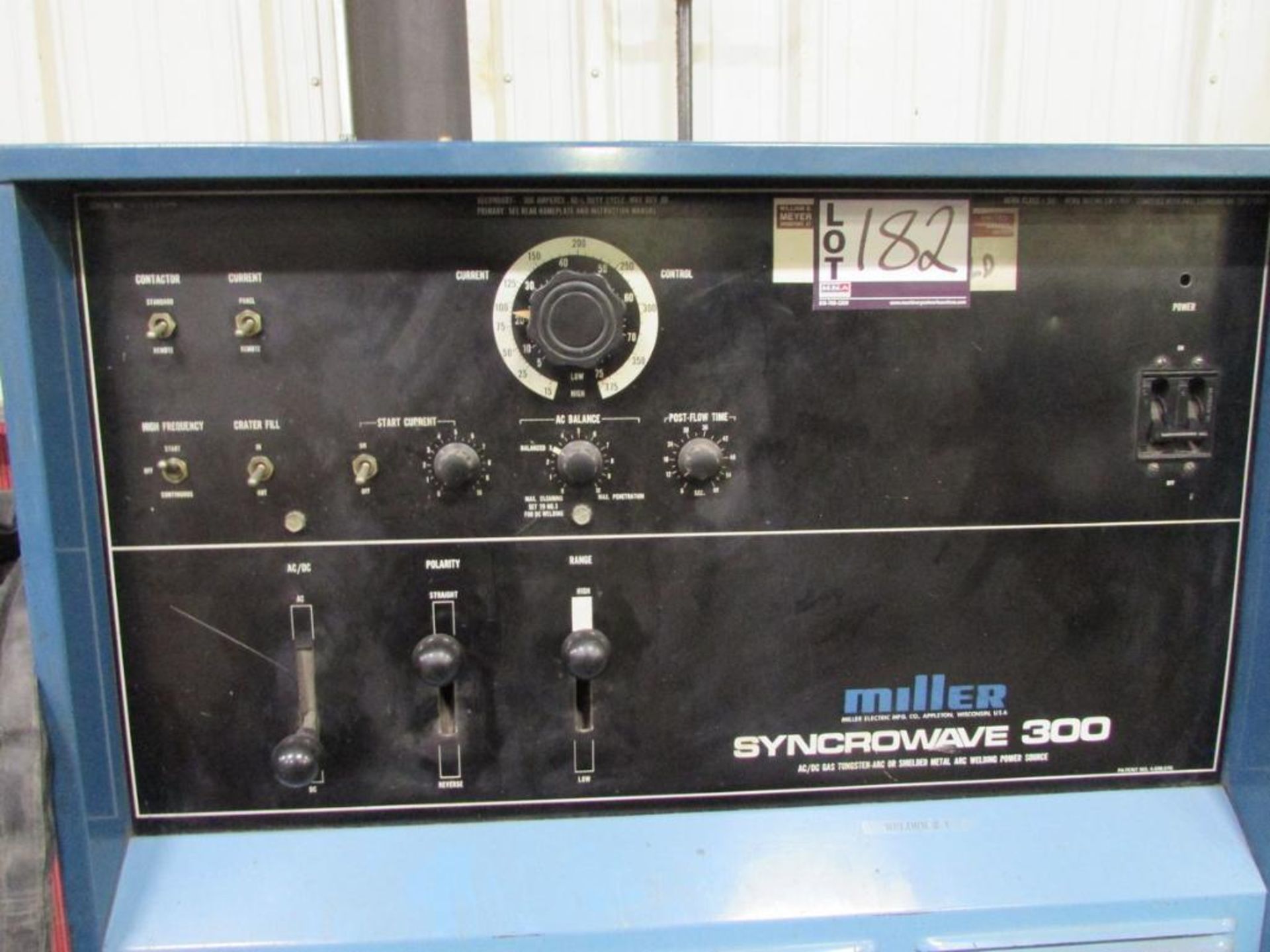 Miller Syncrowave 300 AC/DC Gas Tungsten Arc/Shielded Arc Welding Power Source, with Welding Clamp, - Image 3 of 7