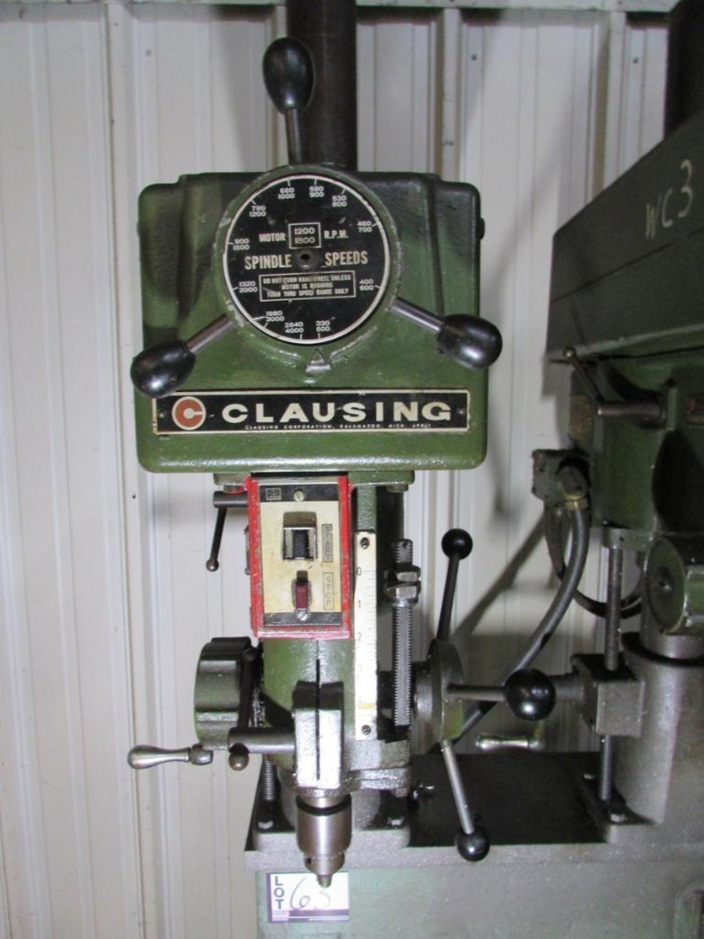 Clausing 14" 4-Head Gang Drill Press, 66"x14" Adjustable Height Table, (2) Clausing Model 1666 Drill - Image 6 of 20