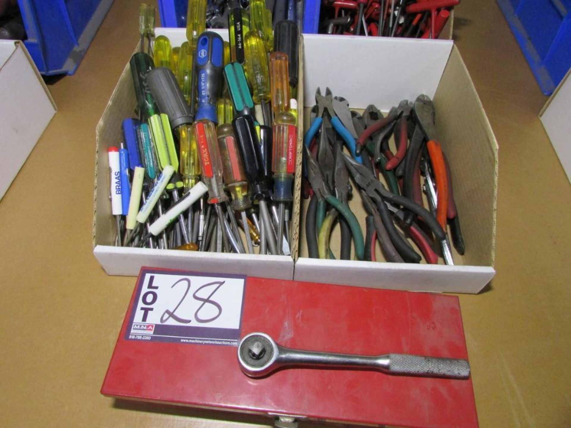 Assorted Hand Tools: Wrenches, Drivers, Allen Wrenches, Ratchet, Pliers, and Socket Set - Image 3 of 4