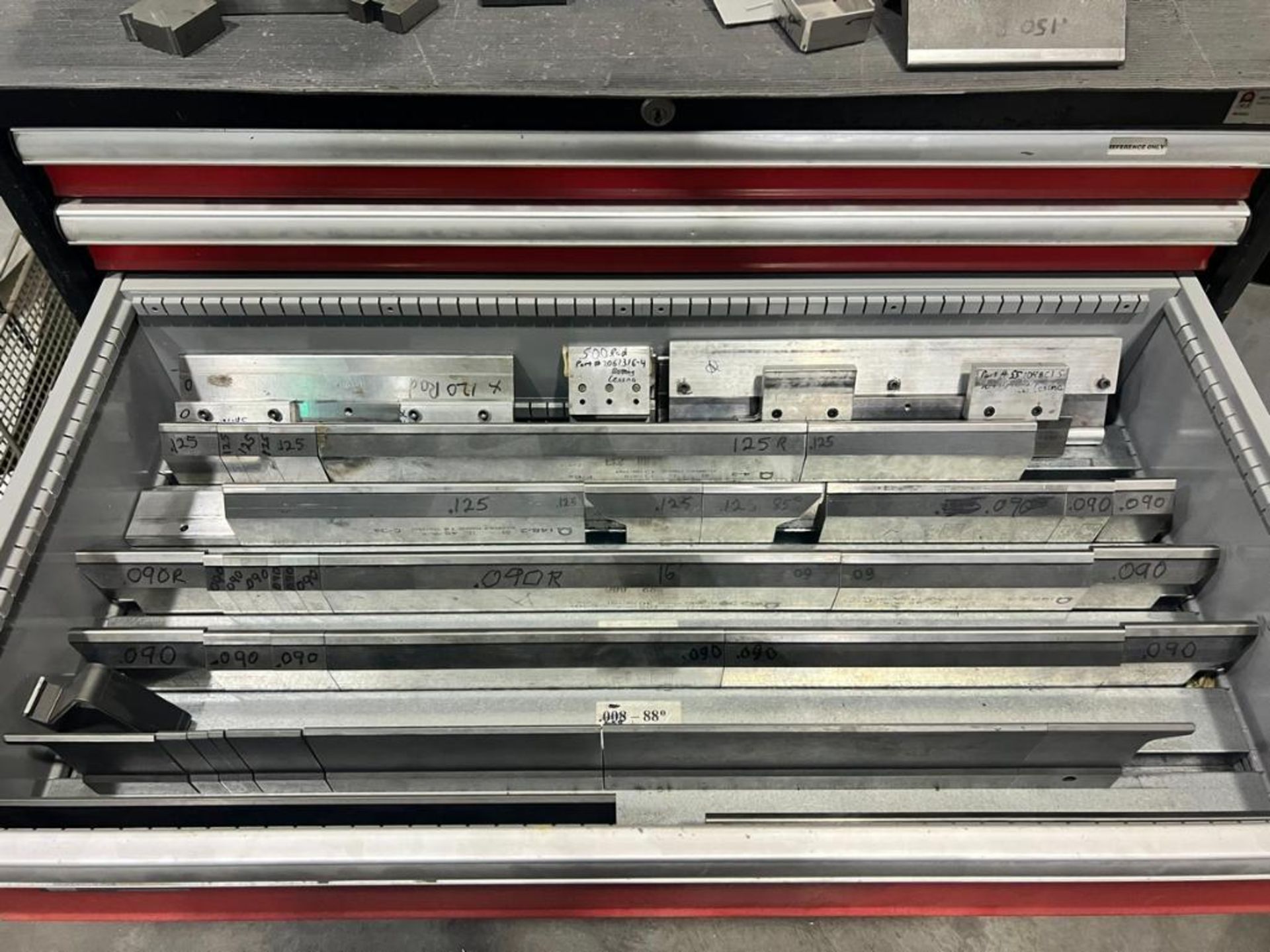 Lot of Assorted Press Brake Tooling On Racks and Cabinet - Image 13 of 15