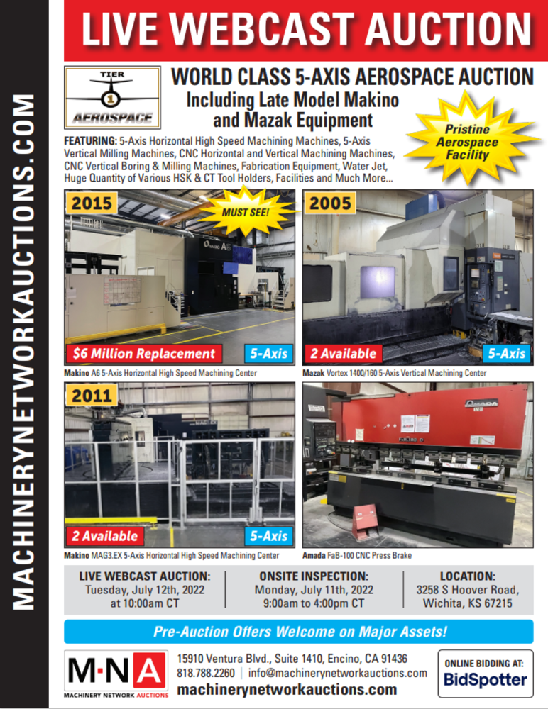 World Class 5-Axis Aerospace Auction Including Late Model Makino and Mazak Equipment