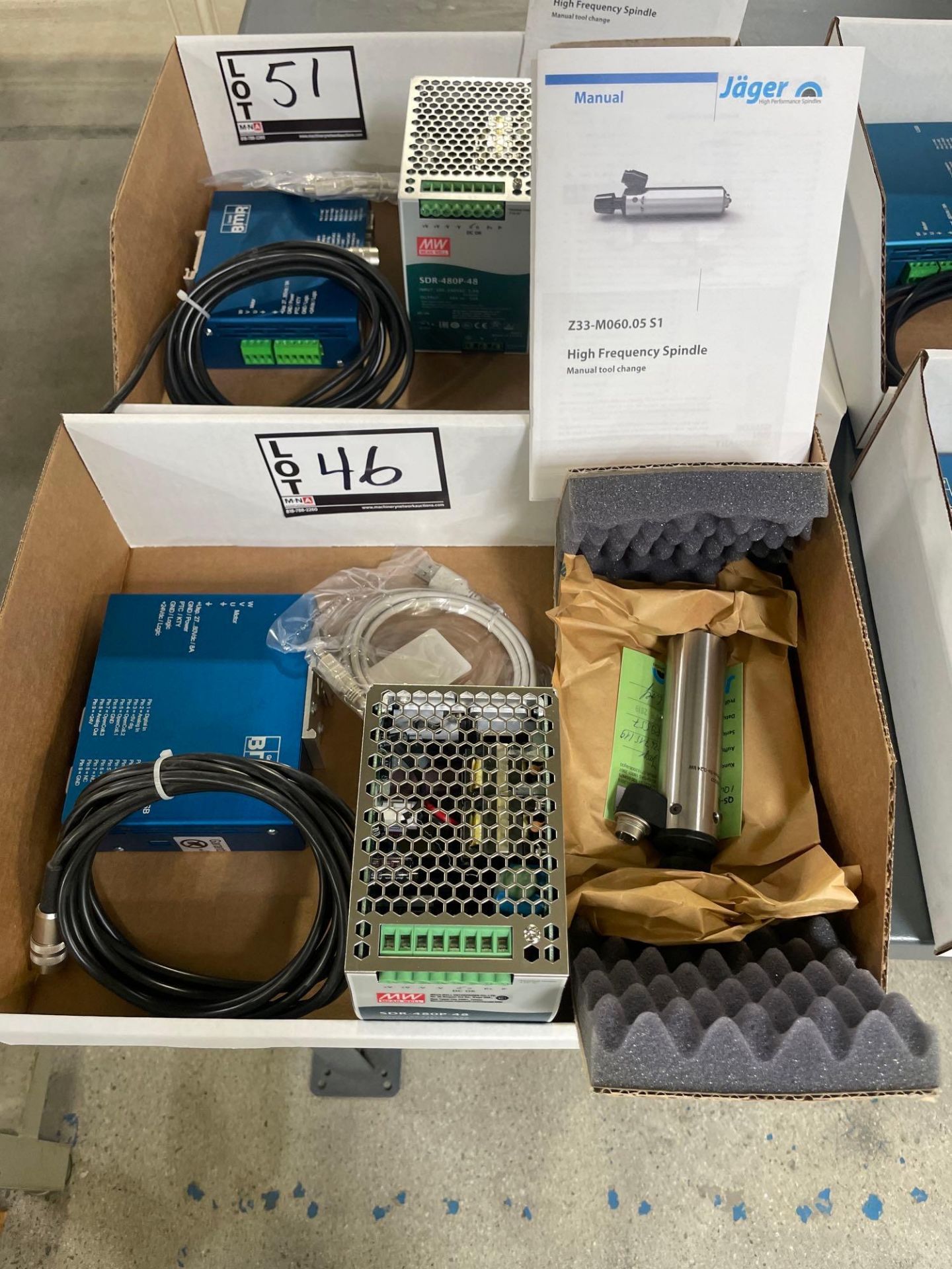 Jager High Frequency Spindle with Power Supply, Frequency Connectors, Converter, and Motor Cables - Image 3 of 7