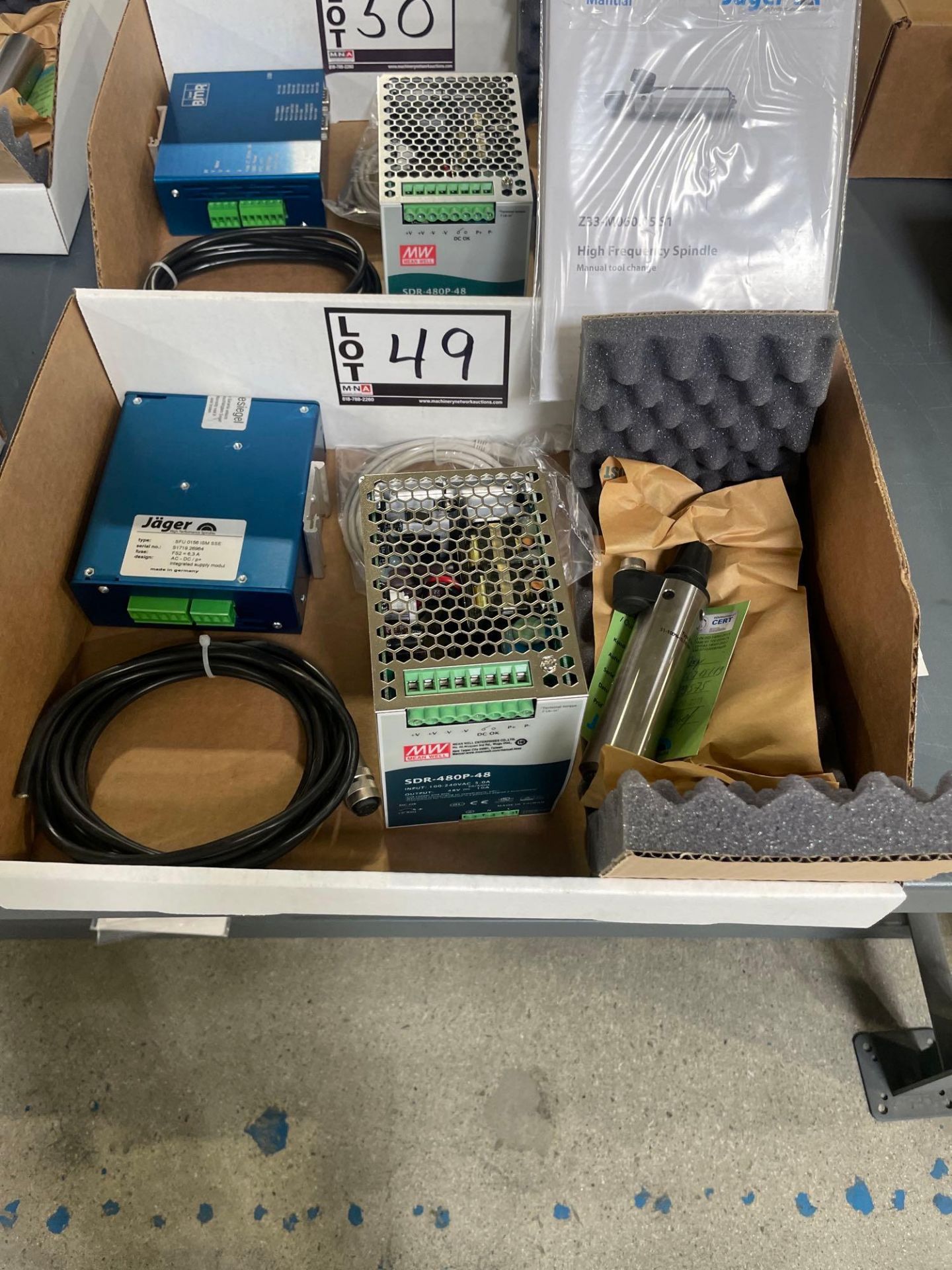 Jager High Frequency Spindle with Power Supply, Frequency Connectors, Converter, and Motor Cables