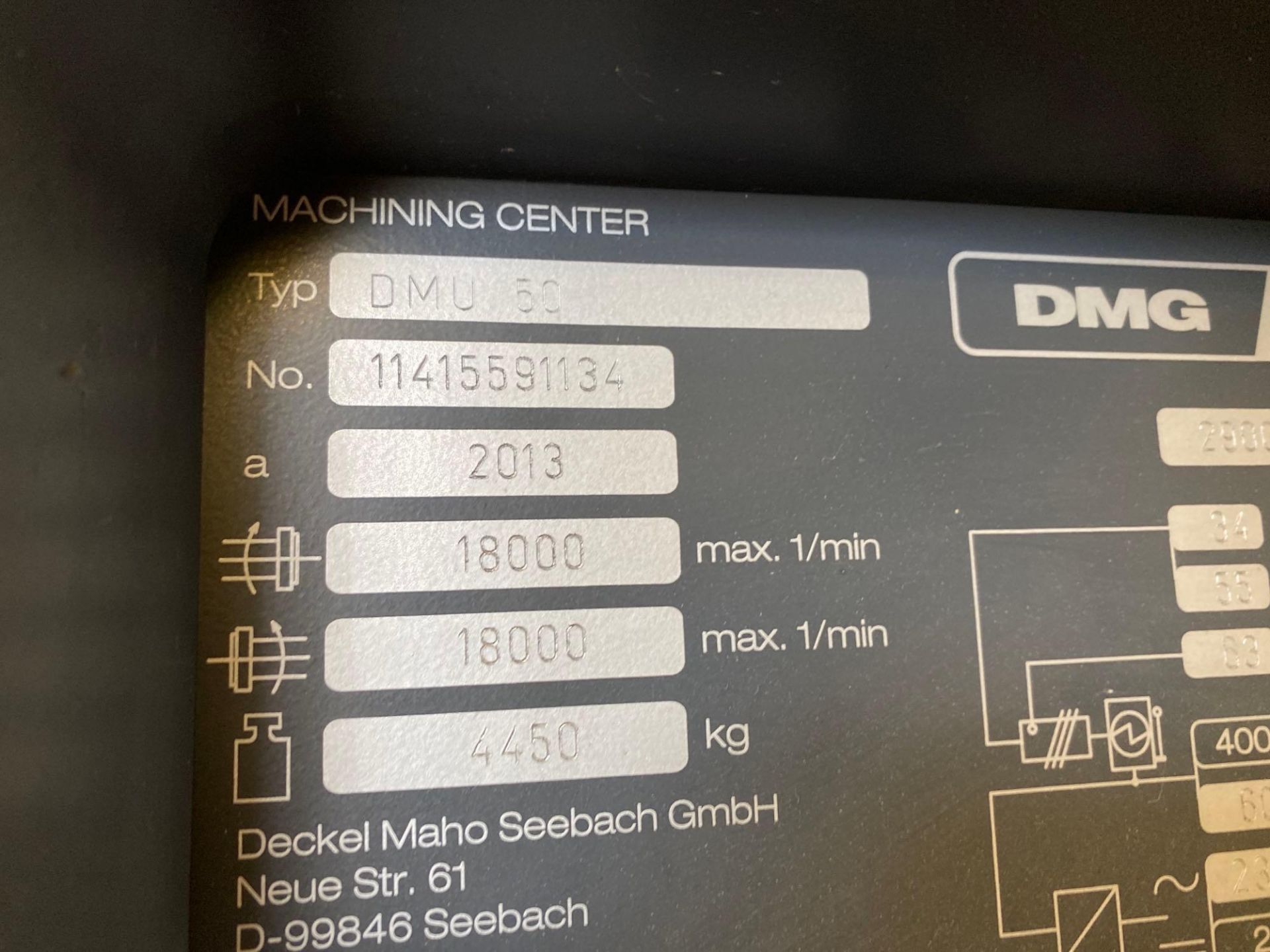 DMG Mori DMU50 5-Axis Machining Center, Siemens 840D Ctrl., 18k RPM, HSK 63A, 30 ATC, Spindle Probe, - Image 11 of 12