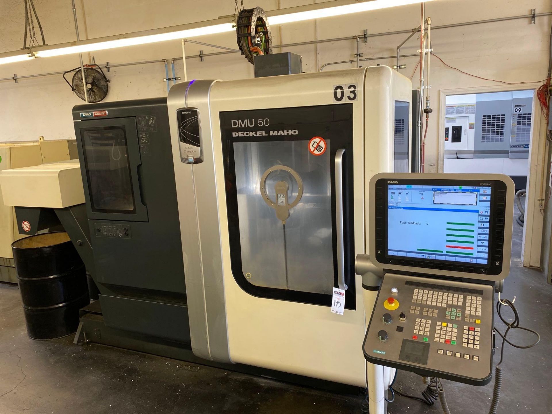 DMG Mori DMU50 5-Axis Machining Center, Siemens 840D Ctrl., 18k RPM, HSK 63A, 30 ATC, Spindle Probe,