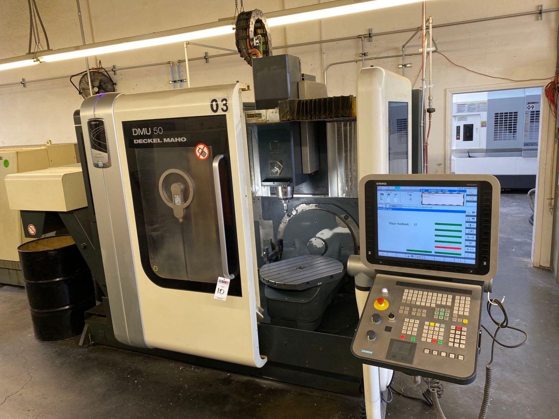 DMG Mori DMU50 5-Axis Machining Center, Siemens 840D Ctrl., 18k RPM, HSK 63A, 30 ATC, Spindle Probe, - Image 3 of 12