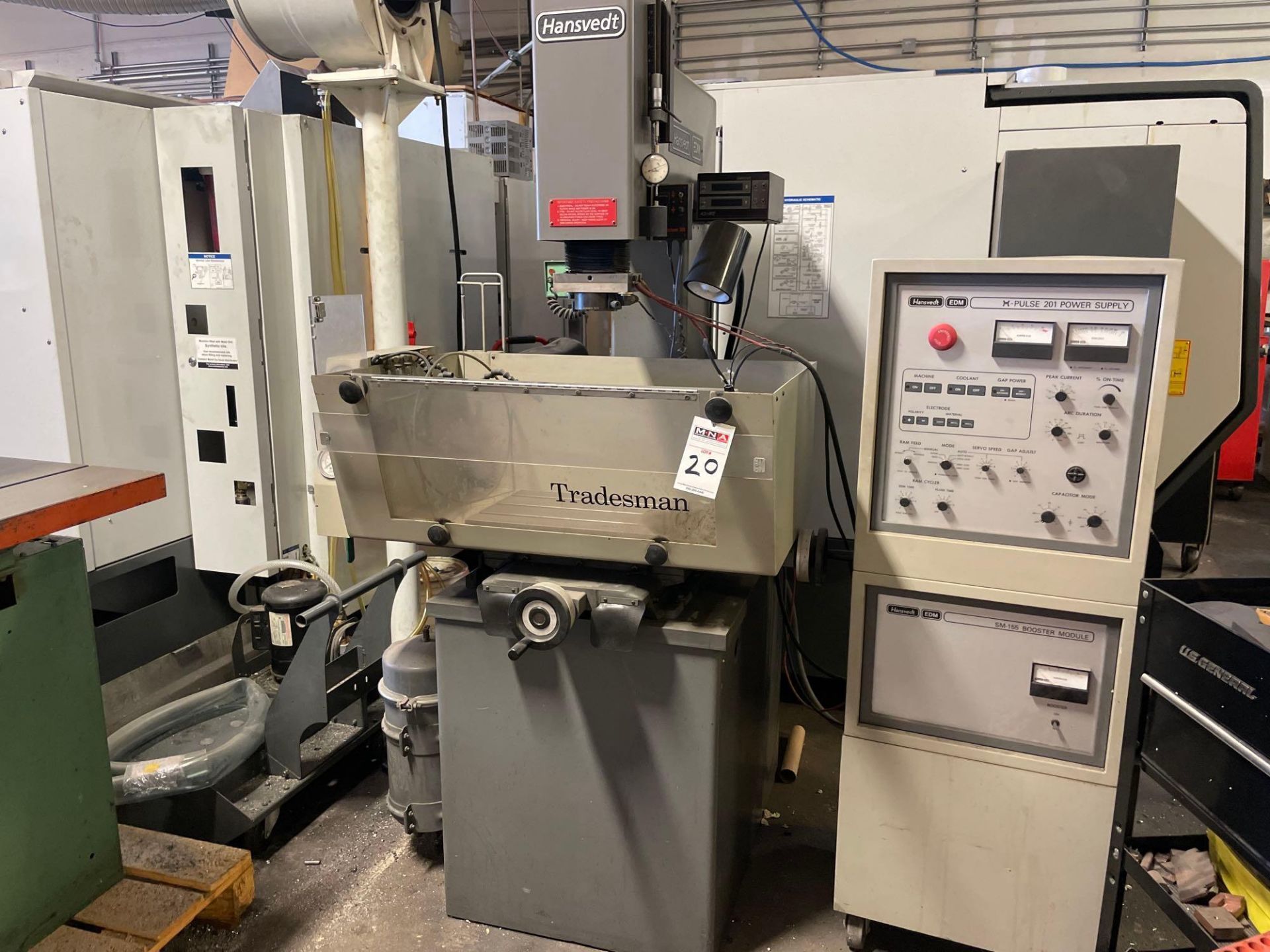 Hansvedt Tradesman SM-155 Sinker EDM, C axis, DRO with EDM Roto Bore Cutting Head and Extra Parts - Image 2 of 16