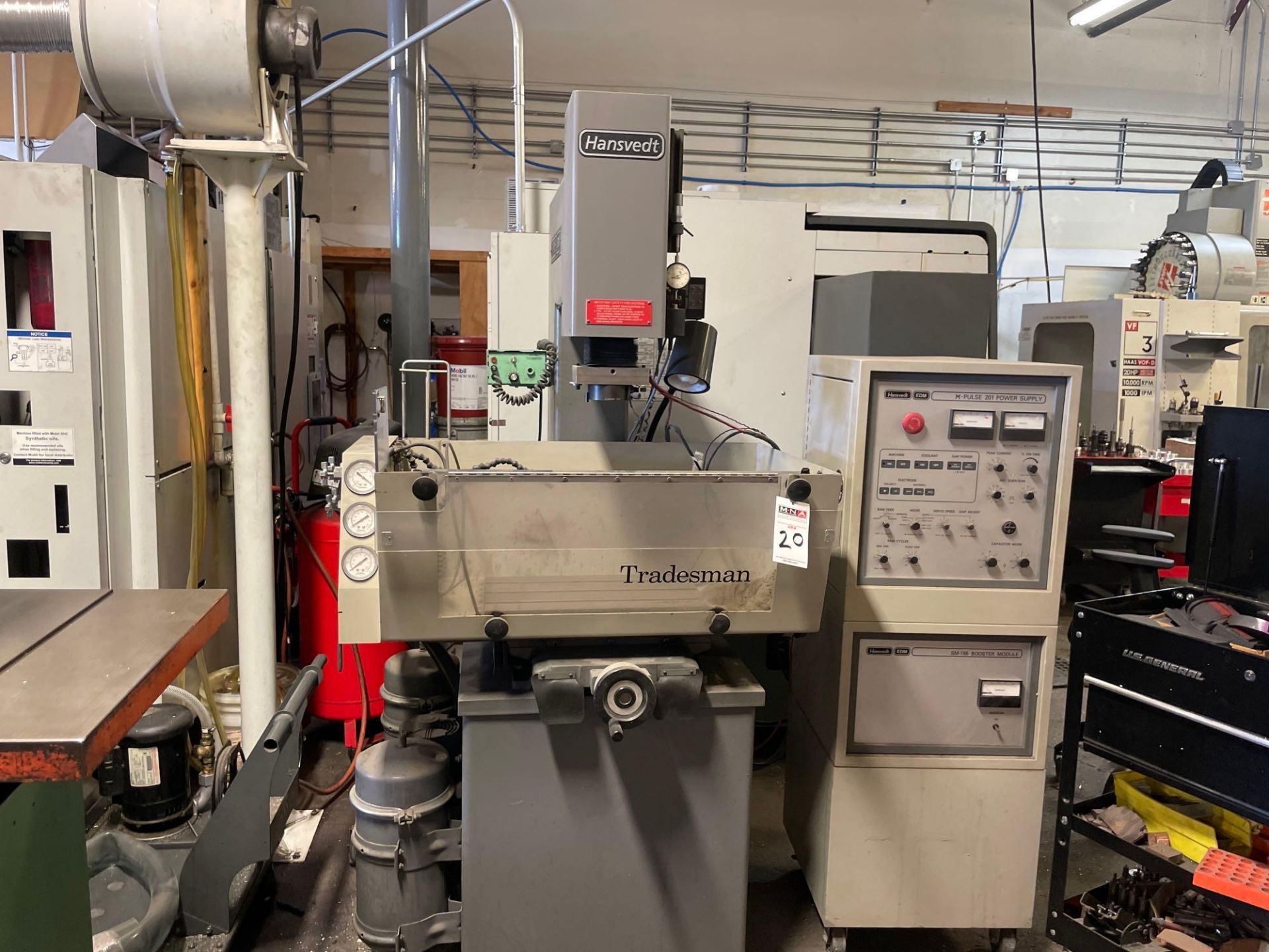 Hansvedt Tradesman SM-155 Sinker EDM, C axis, DRO with EDM Roto Bore Cutting Head and Extra Parts