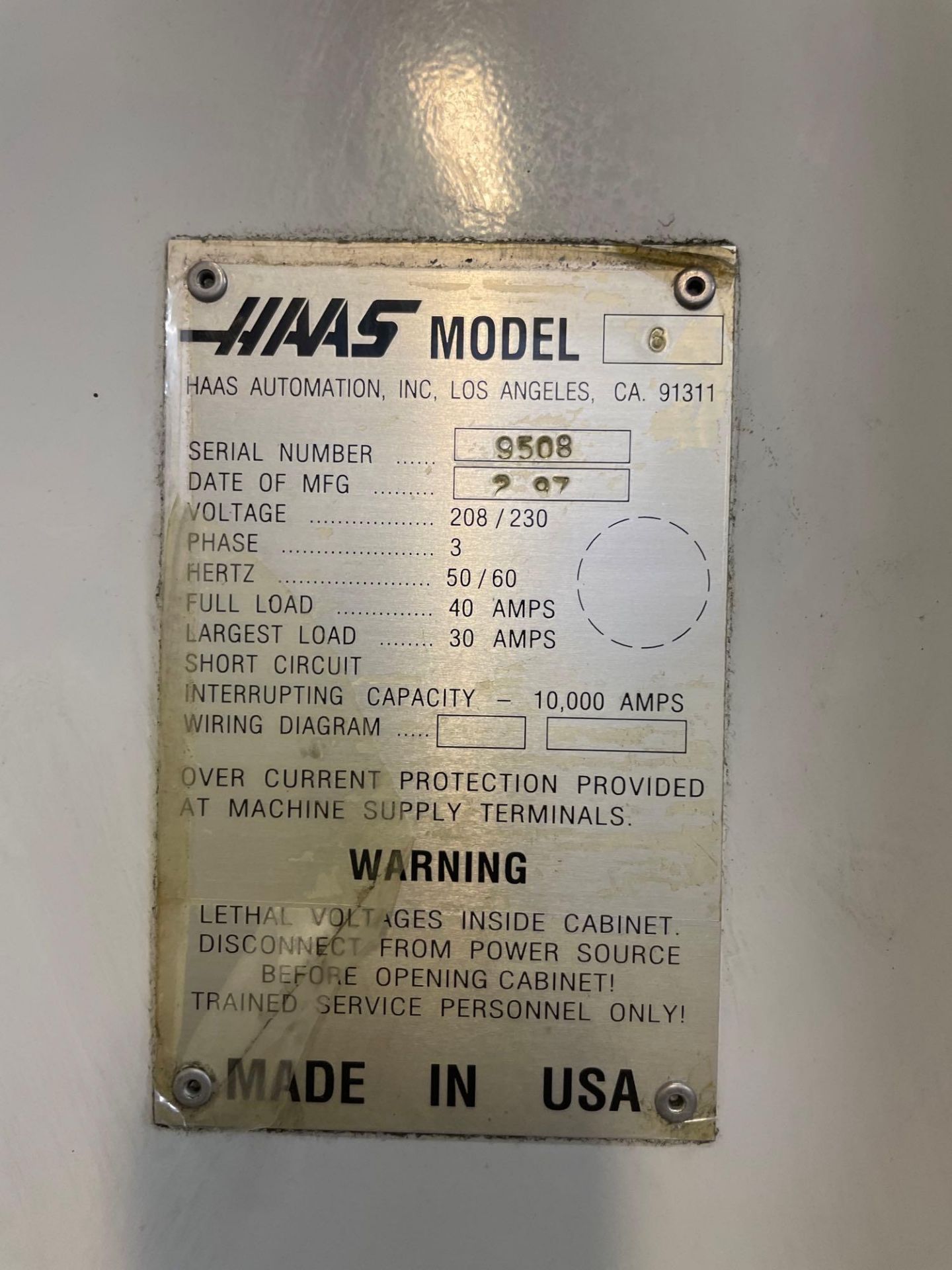 Haas VF-6 4-Axis Ready Vertical Machining Center, 64” x 32” x 30” Trvls., CT40, 20 ATC, New 1997 - Image 10 of 10