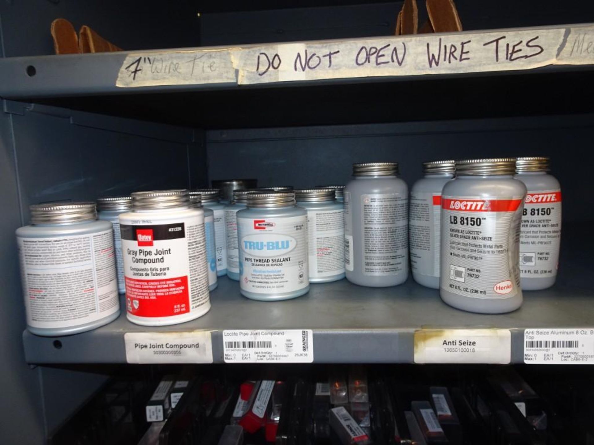 (1) Cabinet of Loctite Lubricant, Scotch Linerless Rubber Splicing Tape, Welding Tips, Masonry Bits - Image 3 of 10