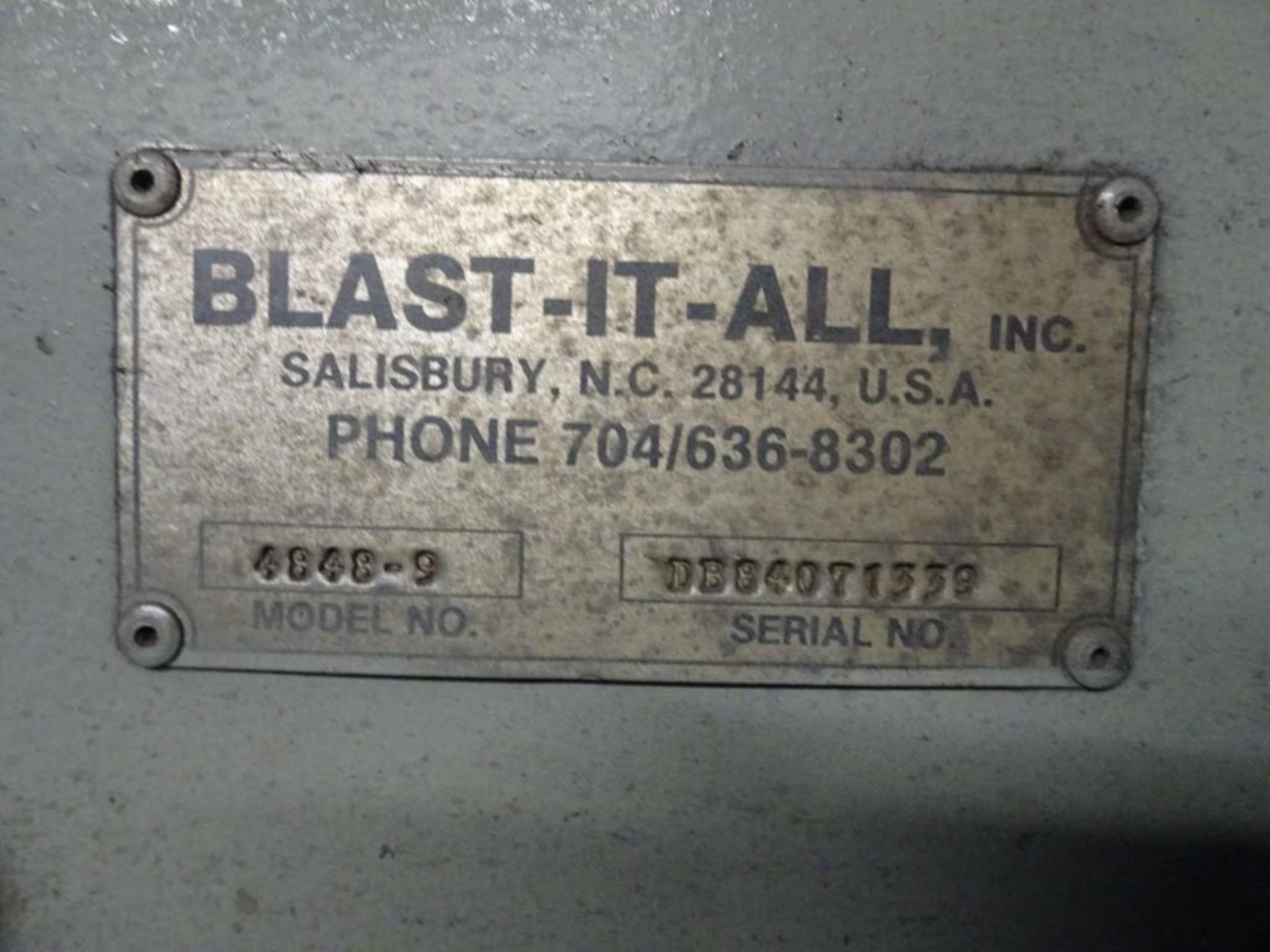 Blast-It-All 4848-9 Abrasive Media Blast Cabinet, s/n DB84071339 - Image 3 of 4