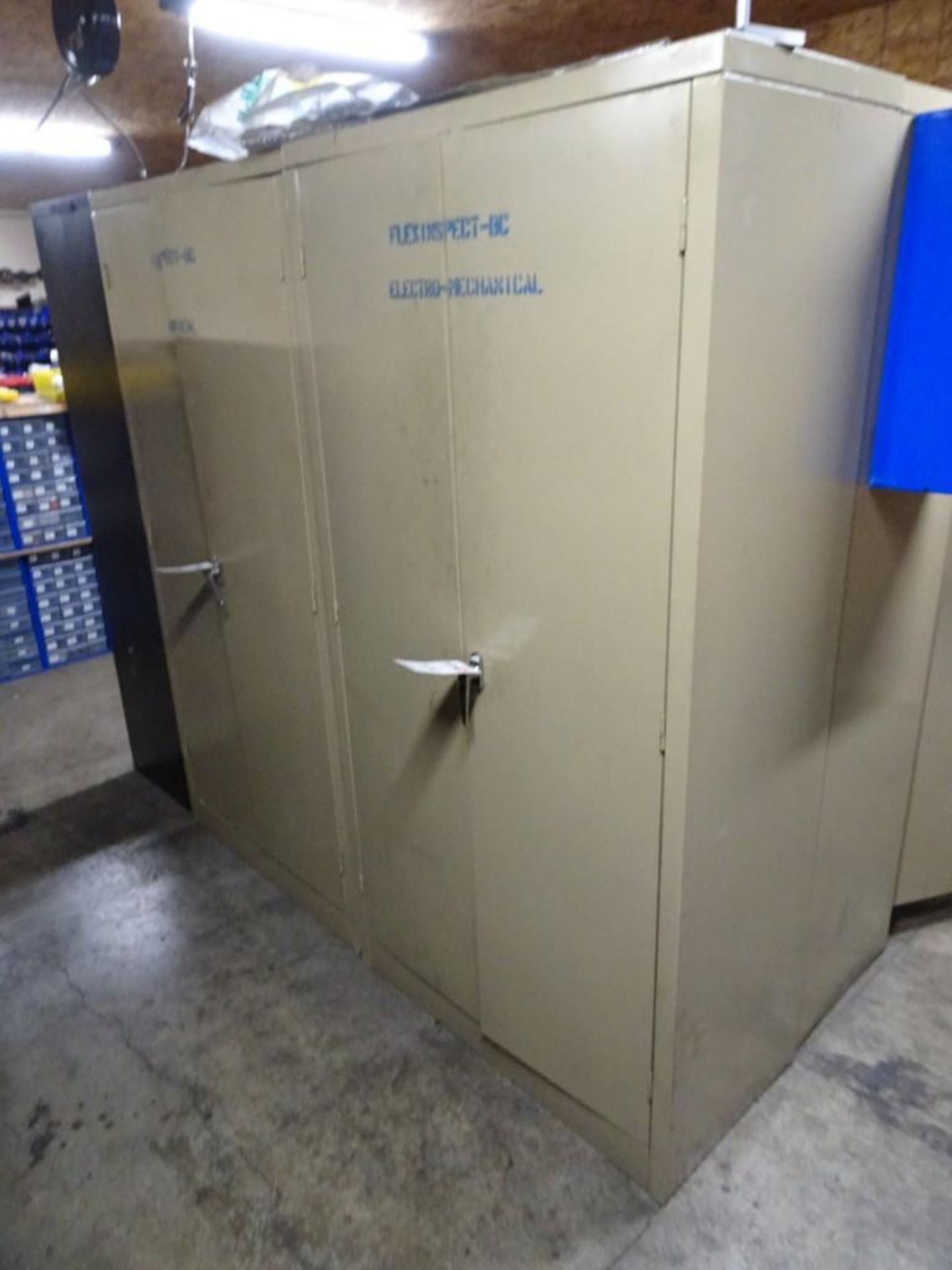 (6) 2 Door Storage Cabinets w/ Spare Parts Consisting of: Belts, Fans, Fuses, Wire, and Valves - Image 4 of 8