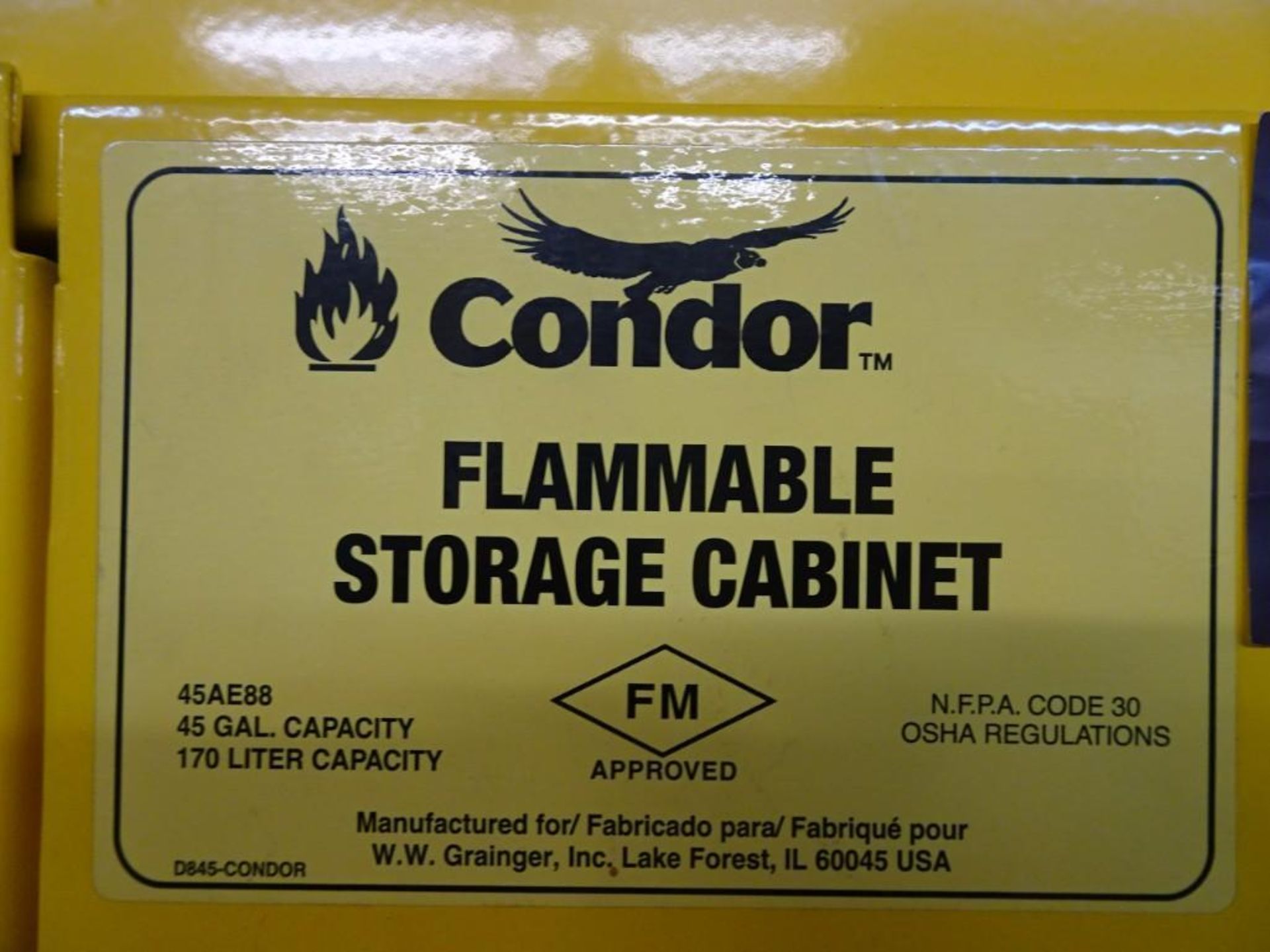 Condor 45AE88 45 Gallon Capacity Flammable Storage Cabinet - Image 2 of 2