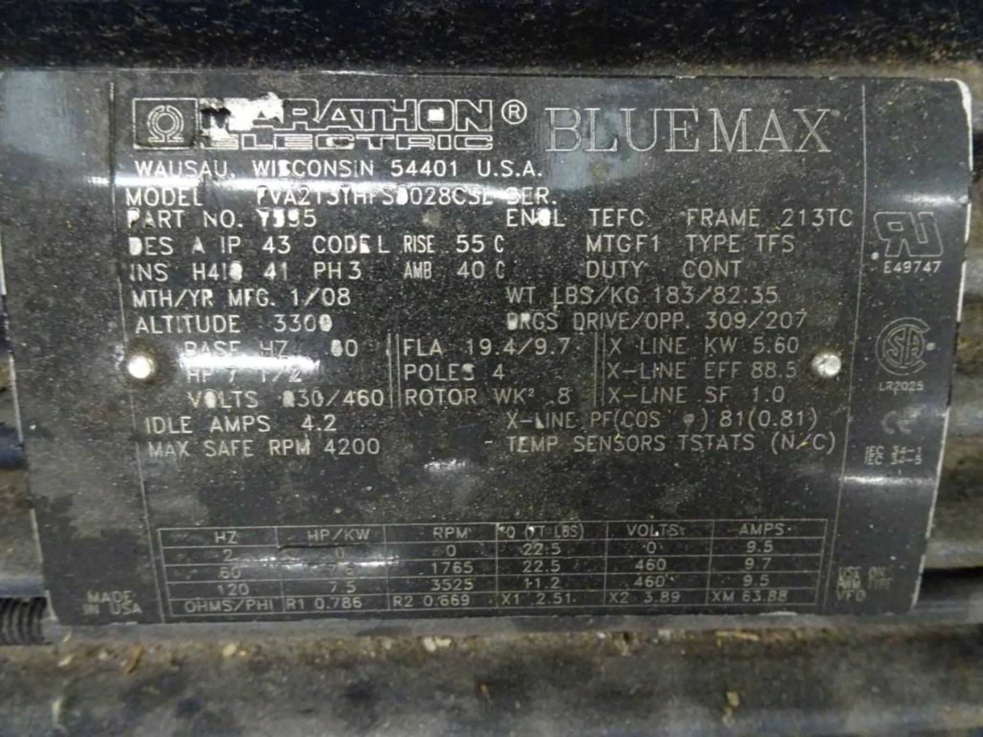 Pallet of Motors Consisting of: (1) Marathon 7.5 HP Motor, (1) Baldor Motor, and (1) Motor - Image 2 of 3