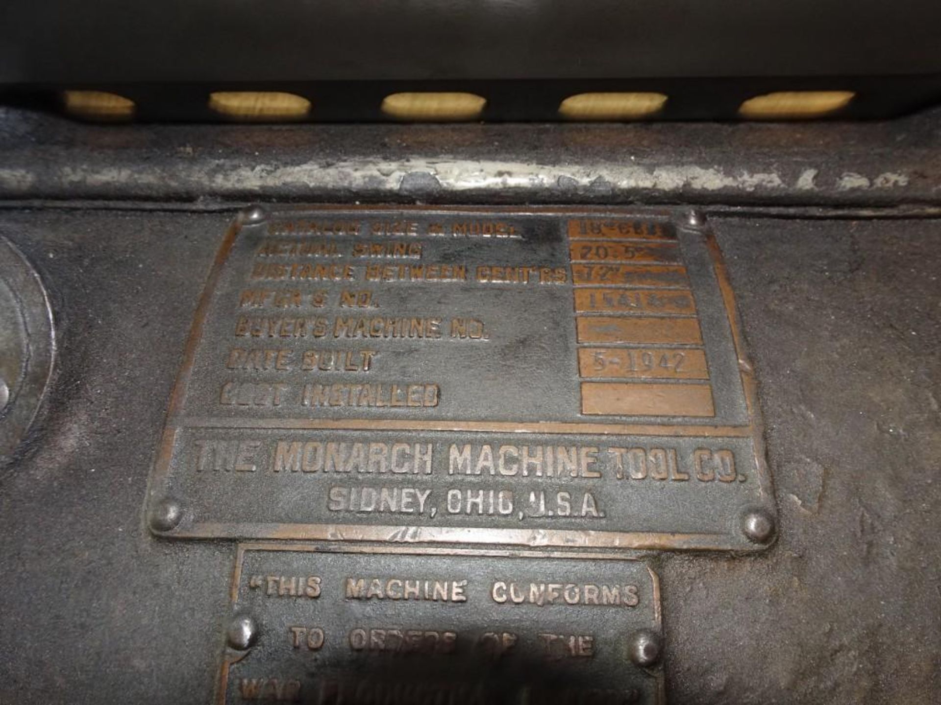 Monarch 18" Lathe, Actual Swing 20.5", Distance Between Centers 72" - Image 5 of 6