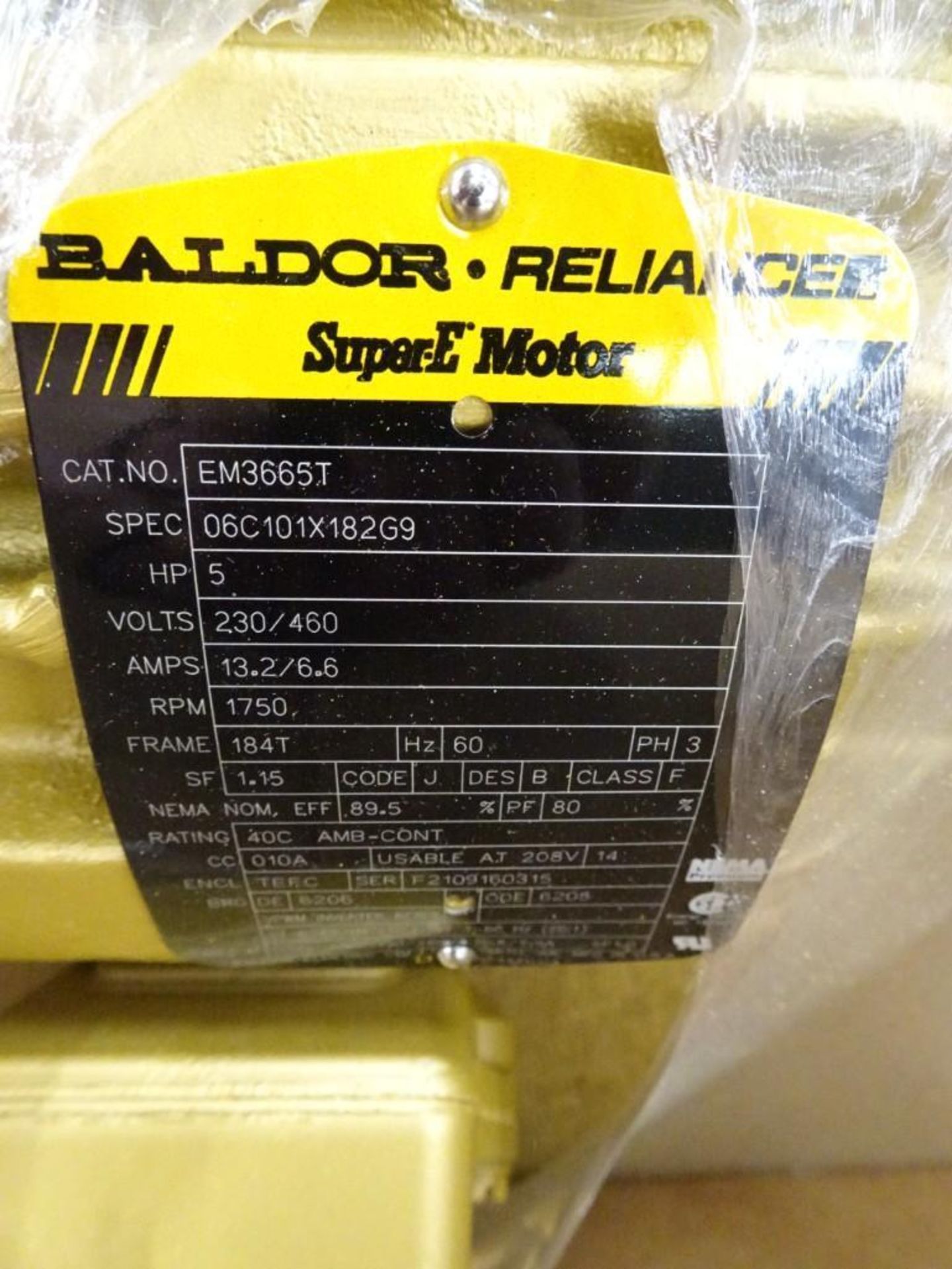 Baldor EM3665T 5 HP Motor 1750 RPM, 460 v, 3 ph, 60 Hz - Image 3 of 3