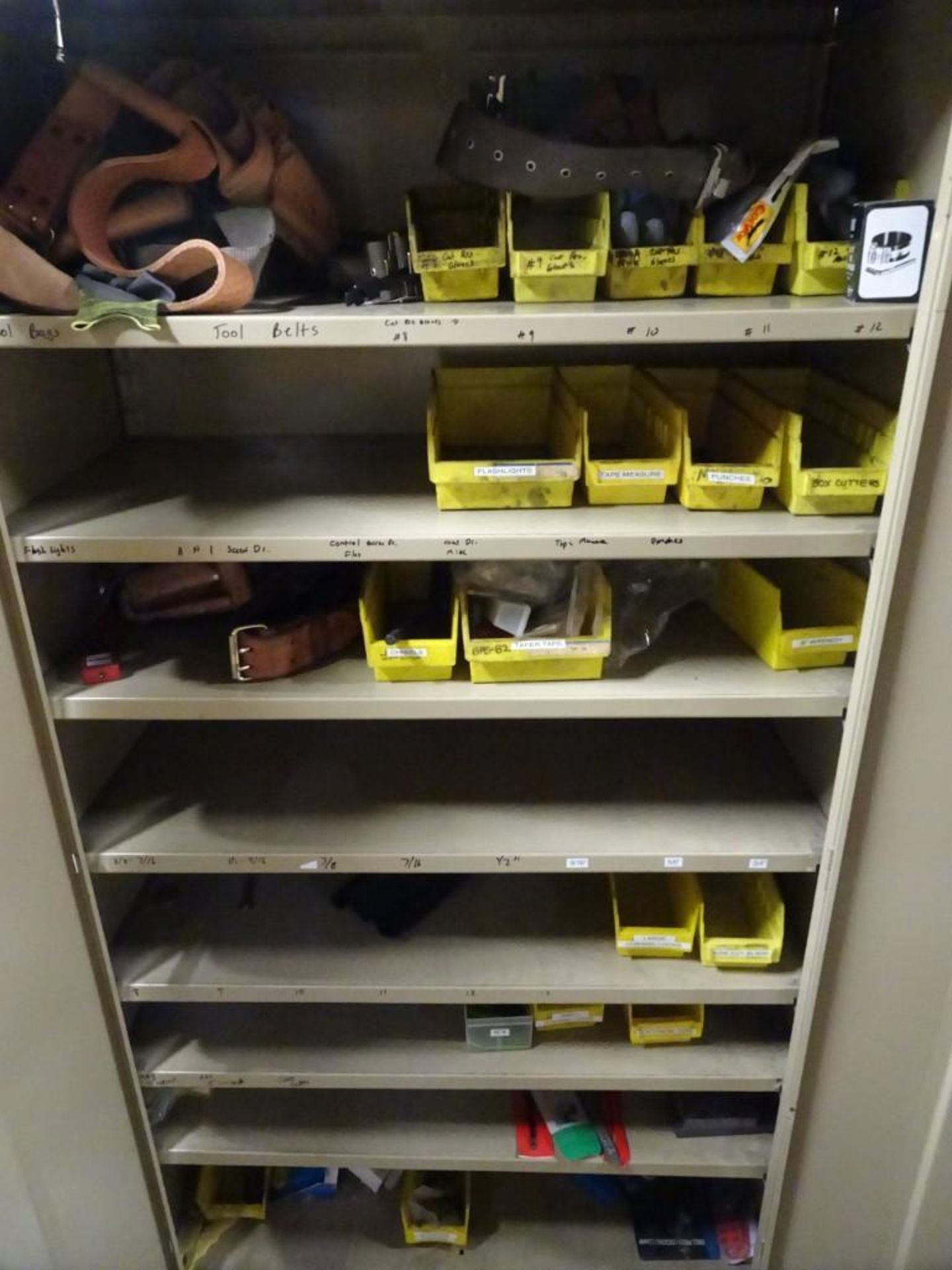 (6) 2 Door Storage Cabinets w/ Spare Parts Consisting of: Belts, Fans, Fuses, Wire, and Valves - Image 2 of 8